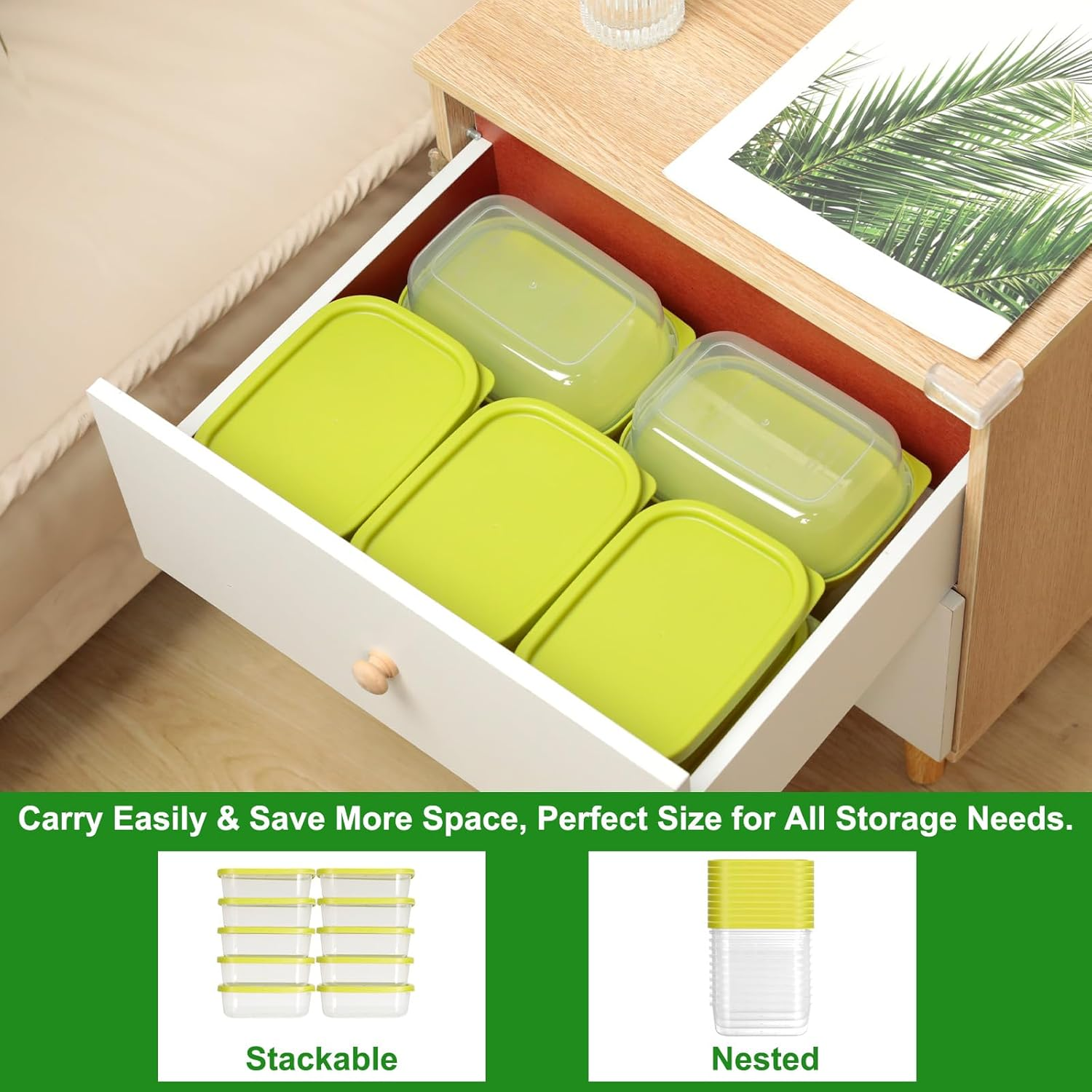 Romon Ice Cube Tray with Lid, 710 Ml Lunch Box Storage Box Lid Airtight for Meal Prep, Storage Containers, Food Storage Containers, Freezer Containers image number 4