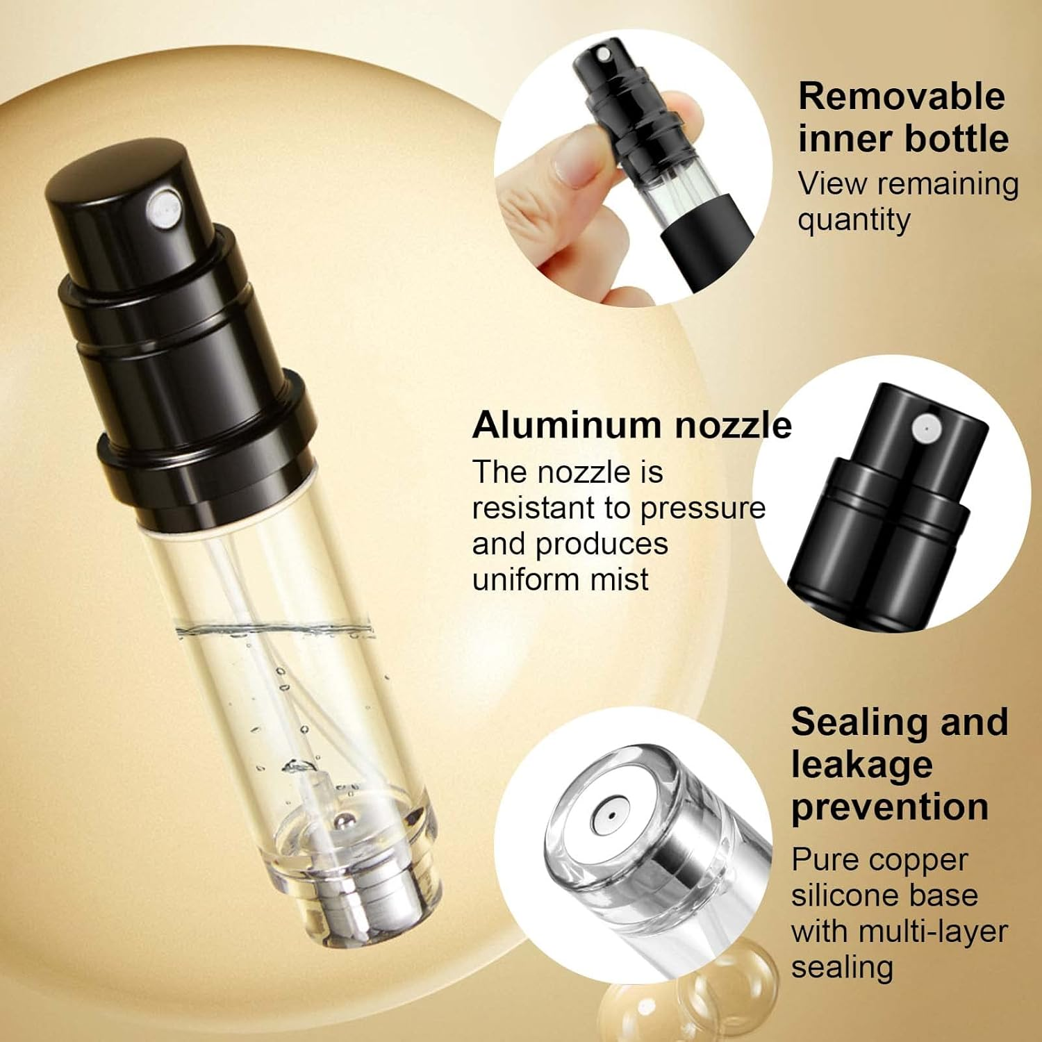 5ML Perfume Atomizer Refillable, Perfume Atomizer Empty, Empty Travel Perfume Atomizer Mini Portable Spray Bottle, Perfume Container, Pocket Atomizer Perfume Bottles (Black+Gray) image number 1