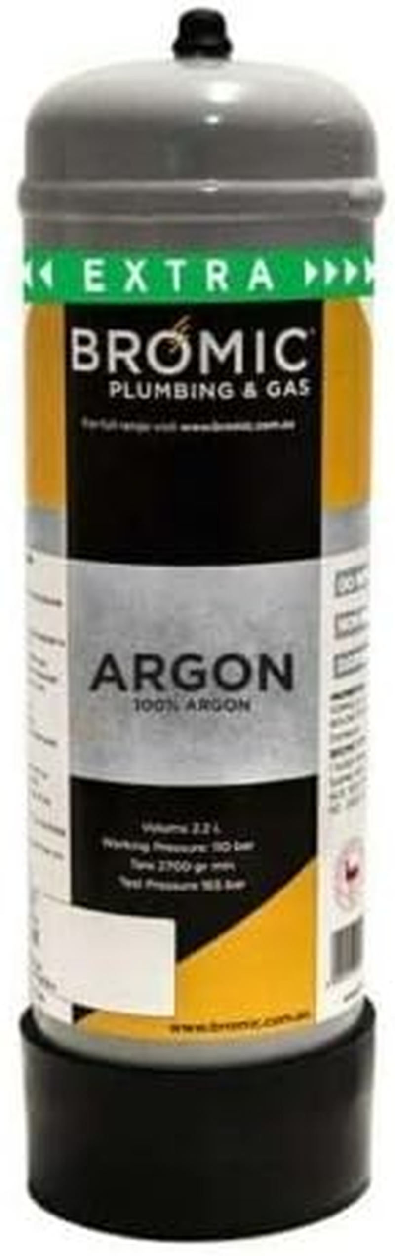 BROMIC 100% Pure Argon Gas Bottle Cylinder, 2.2L, Regulator Welding Mig Tig Disposable