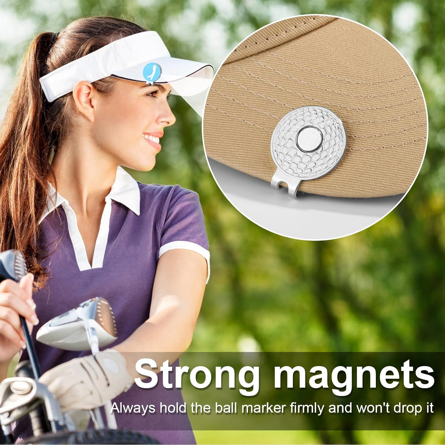 XIHIRCD 6Pcs Golf Hat Clip with Pattern, Strong Magnet Golf Ball Marker Magnetic Ball Marker Metal Holder for Golf Hats Caps Pants Gloves Belts Golf Accessories Women Men Gifts - Gold image number 6