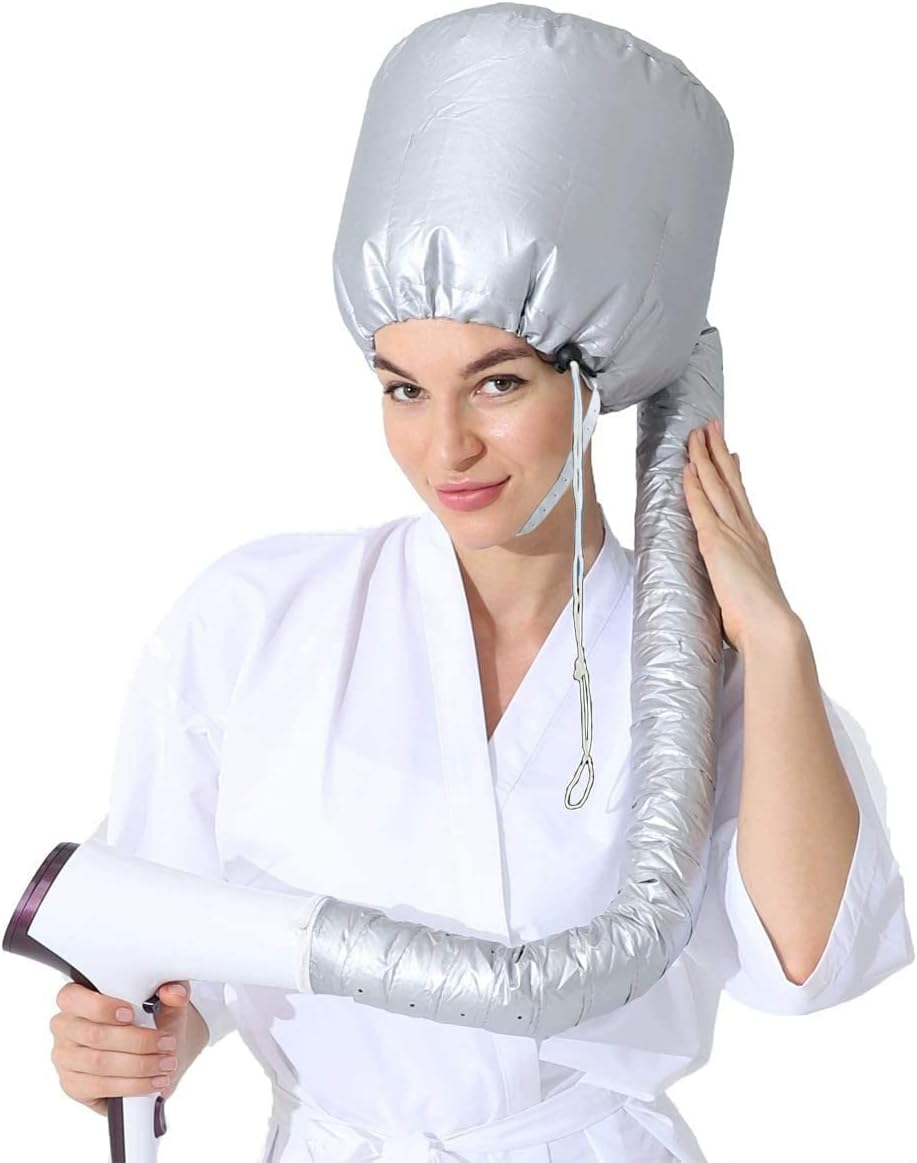 ZANZER Bonnet Hood Hair Dryer Attachment,Adjustable Portable Hooded Hair Dryer Bonnet Cap Hands Free for Hand Held Hair Dryer- Speeds up Drying Time at Home, Easy to Use for Styling,Deep Conditioning (Silver) image number 5