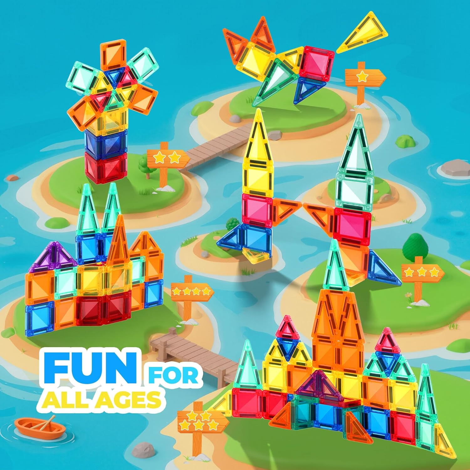 OMIPAWZ Mini Magnetic Tiles Travel Set, Magnet Building Blocks Toys for Toddlers Kids Age 3-8 (40PCS) image number 5