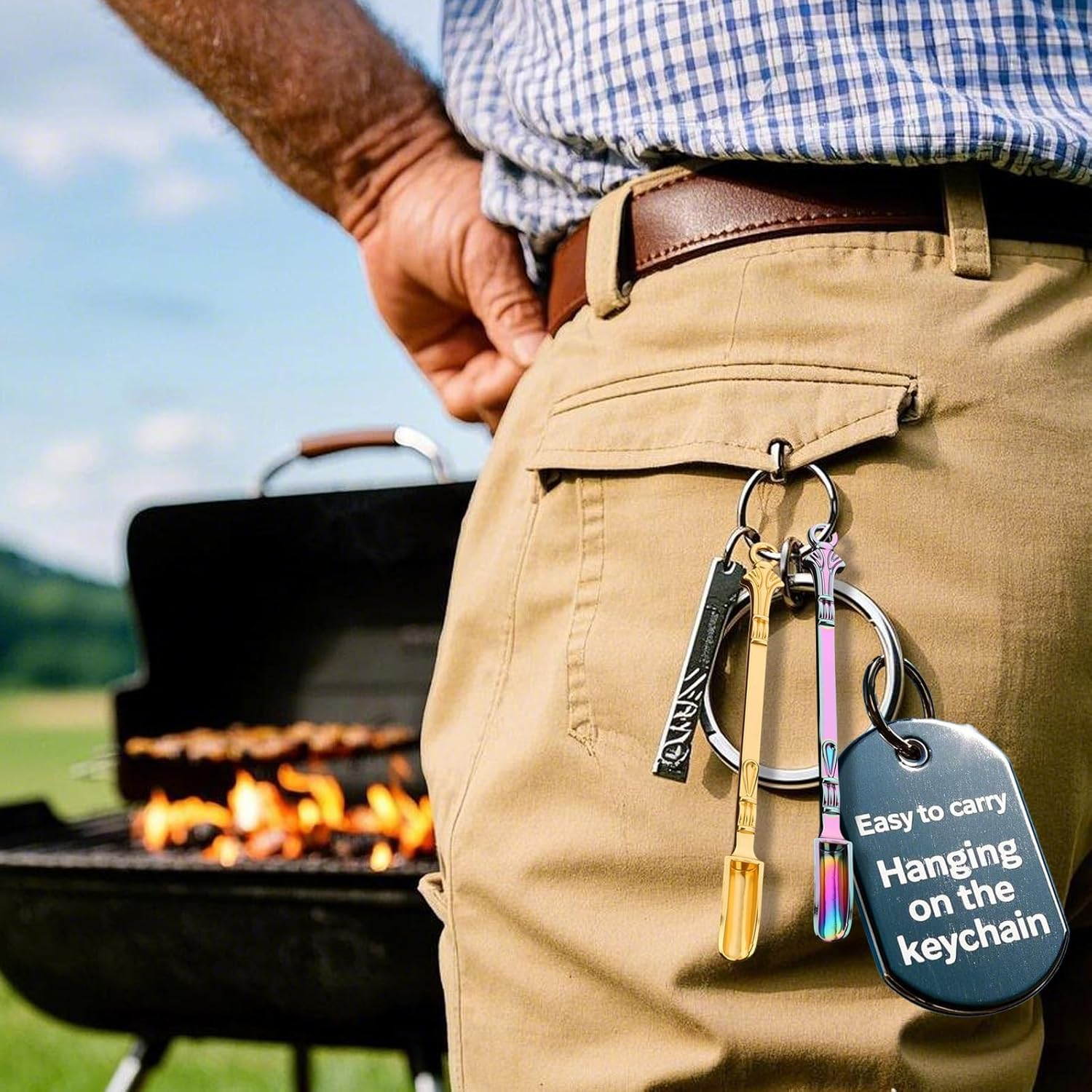 6-Pack Mini Spoons with Storage Pouch, Small Spoons for Medicine Spice, Multicolor Tiny Spoon for Decorative Pendants Keychains, Little Metal Measuring Shovel Spoon image number 1