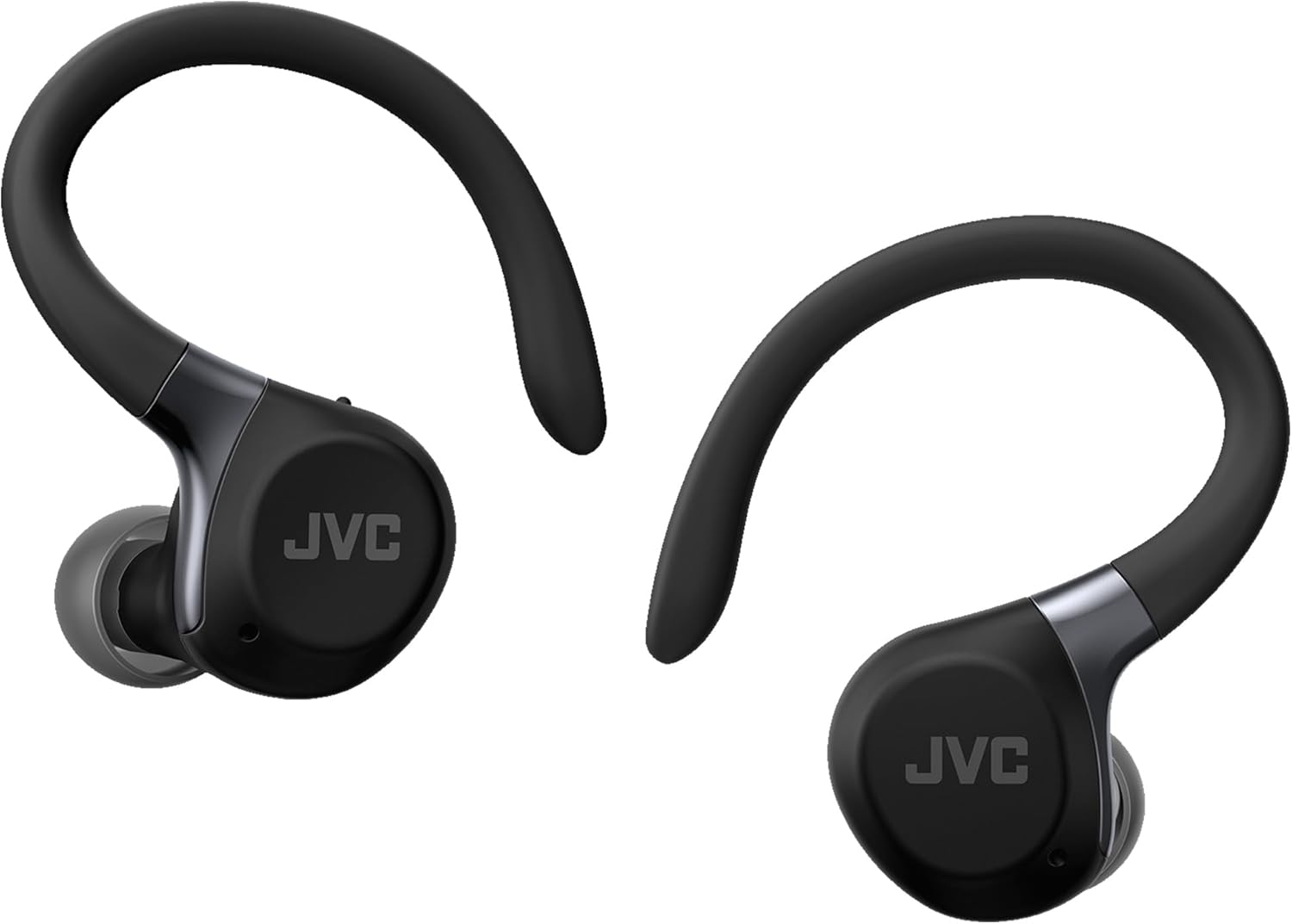 Fitness Series True Wireless Sports Headphones with Adjustable Headphones, Active Noise Cancelling, Ambient Mode, IP57, 40 Hour Battery Life, App EQ, Low Latency, Microphone - JVC HA-EC75T-B Black