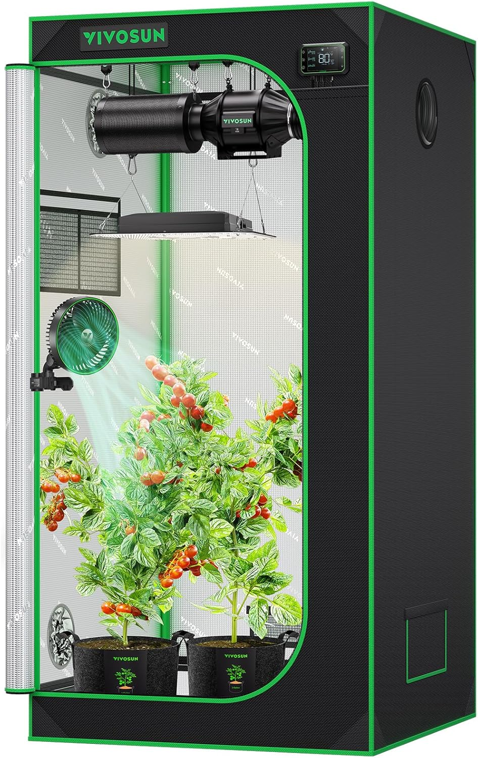 VIVOSUN 32"X32"X64" Mylar Hydroponic Grow Tent with Observation Window and Floor Tray for Indoor Plant Growing image number 5