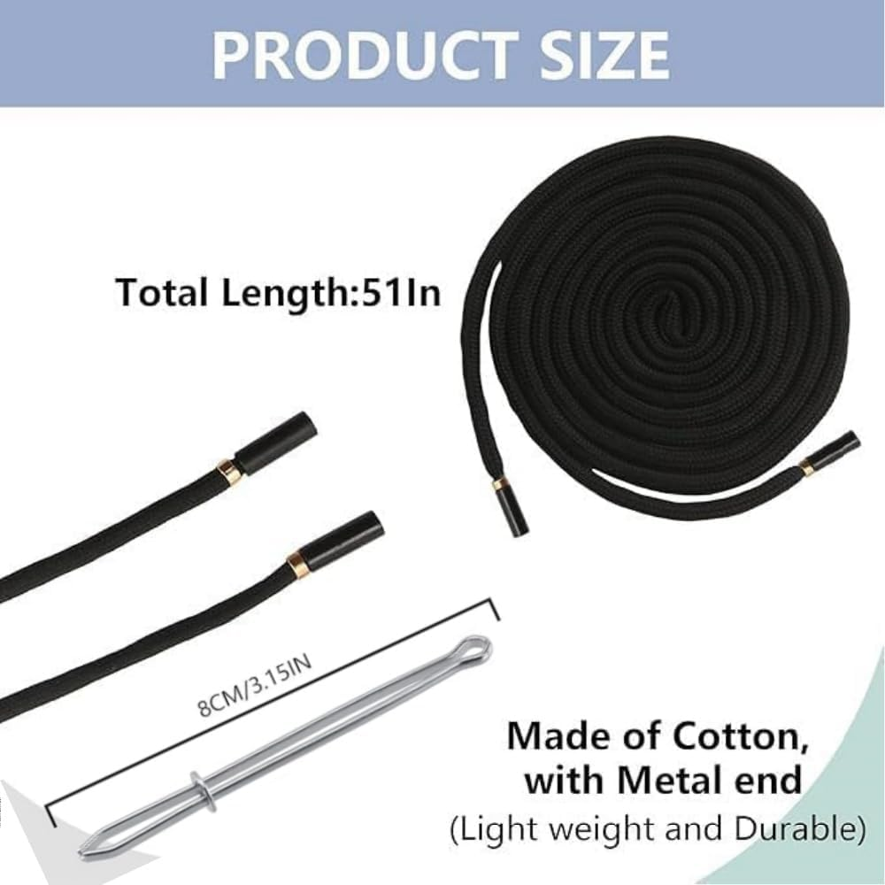 Jindizi 10Pcs Cotton Drawstring Cord Replacement Drawstrings for Sweatpants and Shorts，Universal Drawstring Hoodies，Premium Hoodie String Replacement，With Easy Metal Threader.（Cylindrical） image number 3