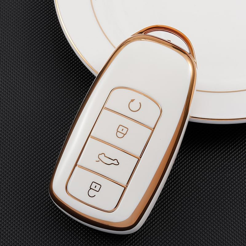 2Pcs Car Smart Key Fob Case Soft TPU Remote Key Fob Cover Car Key Fob Protector Compatible with Chery Omoda 5 Compatible with Tiggo 8 Pro 8 plus (White)