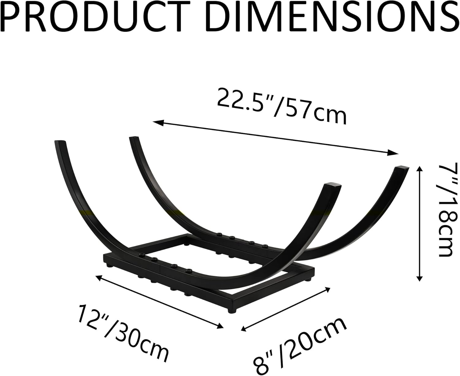 Curved Firewood Rack Holder: Heavy Duty Firewood Holder Indoor Outdoor for Firewood Storage - Fireplace Wood Rack Log Holder Black 22-Inch