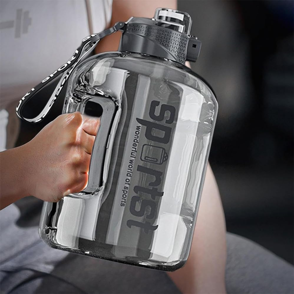 Betterlifewj 1.7L Water Bottle, Two Large Capacity Water Bottles, Gray Water Bottle with Straw, Perfect for Sports, Fitness, Travel image number 1