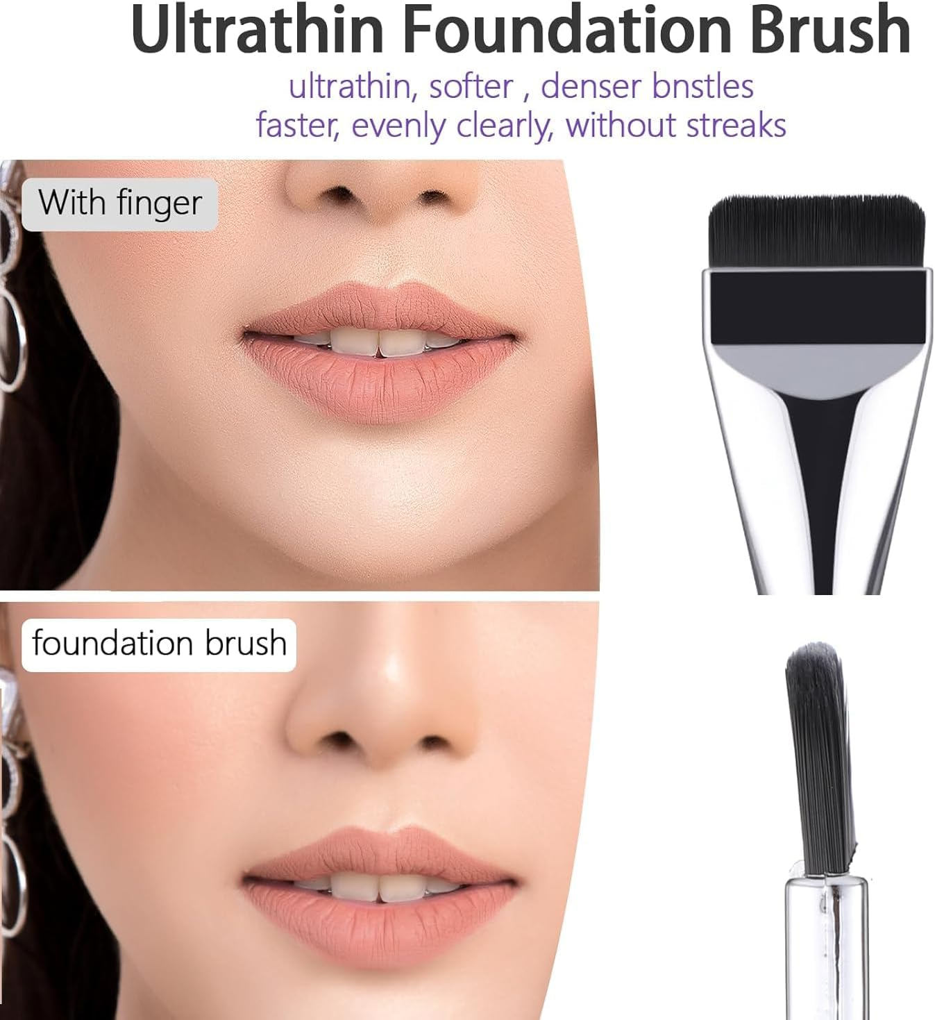 Flat Foundation Brush, Spatula Brush Makeup Face Mask Brushs, Blender Professional Liquid Foundation Brushs Tool for Applicator Face Cream Powder Concealer Blush Contour Beauty 【3 Pcs】 image number 4
