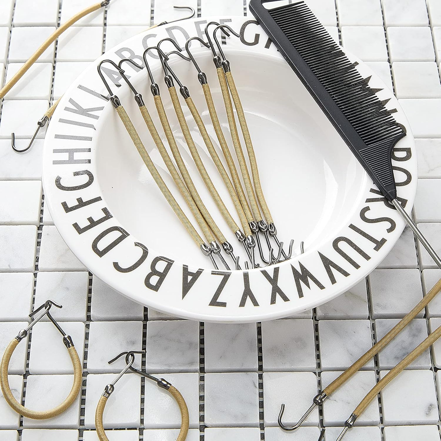 Hotop 15 Pieces Elastic Hook Hair Tie Styling Ponytail Holder Hooks Hair Cord for Curly Hair Long Hair (Blonde) image number 2