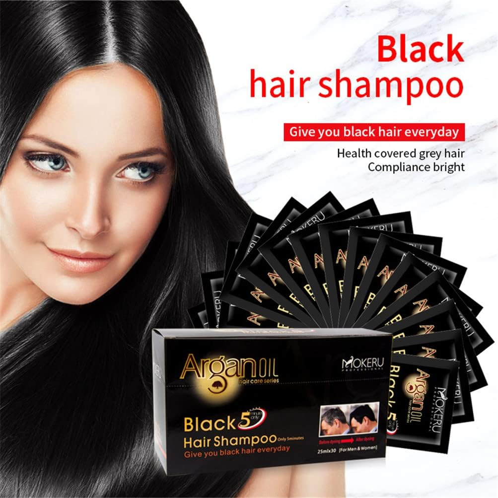 3Pc/Lot Natural Herbal Long Lasting Permanent Black Hair Dye Shampoo Fastly Covering Grey White Hair Shampoo Black Hair Dye Shampoo 3 in 1 Women,Plant-Based Hair Color image number 1