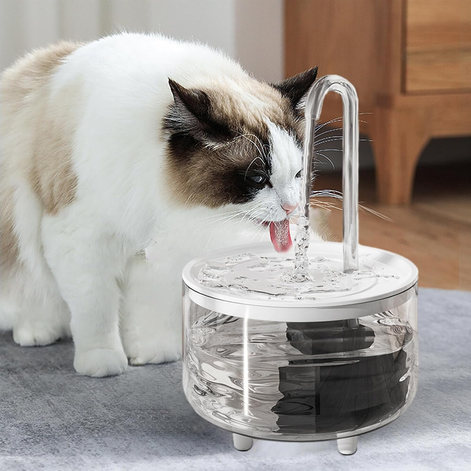Water Fountains for Cats Indoor - USB Battery Operated Cat Drinking Fountain 1L | Automatic Pet Fountain with Circulation Filtration, Cat Water Feeder Supplies for Indoor Cats Pochy - Blue image number 4