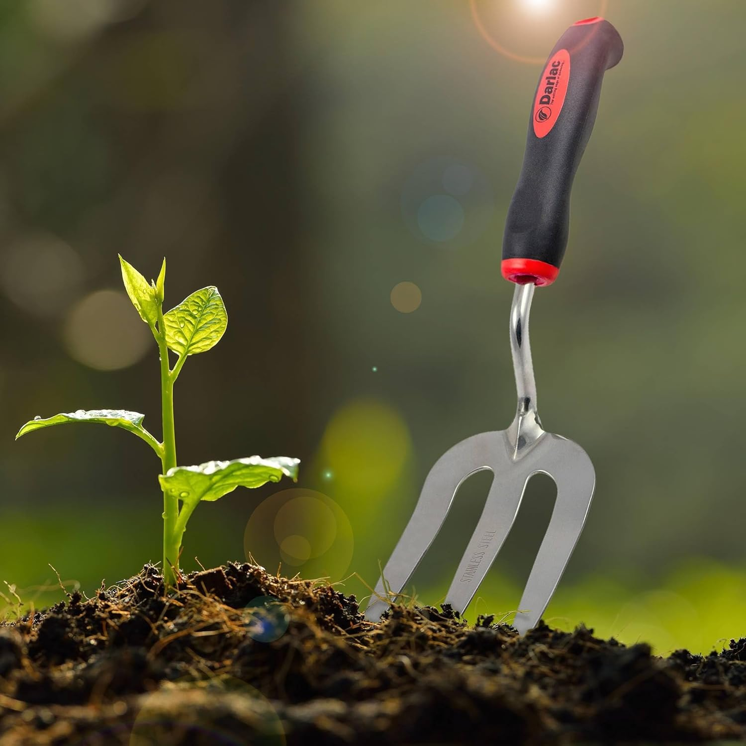 Darlac Garden Hand Fork &ndash; Perfect for Flower Beds and Borders &ndash; Garden Hand Fork with Rubber Handle