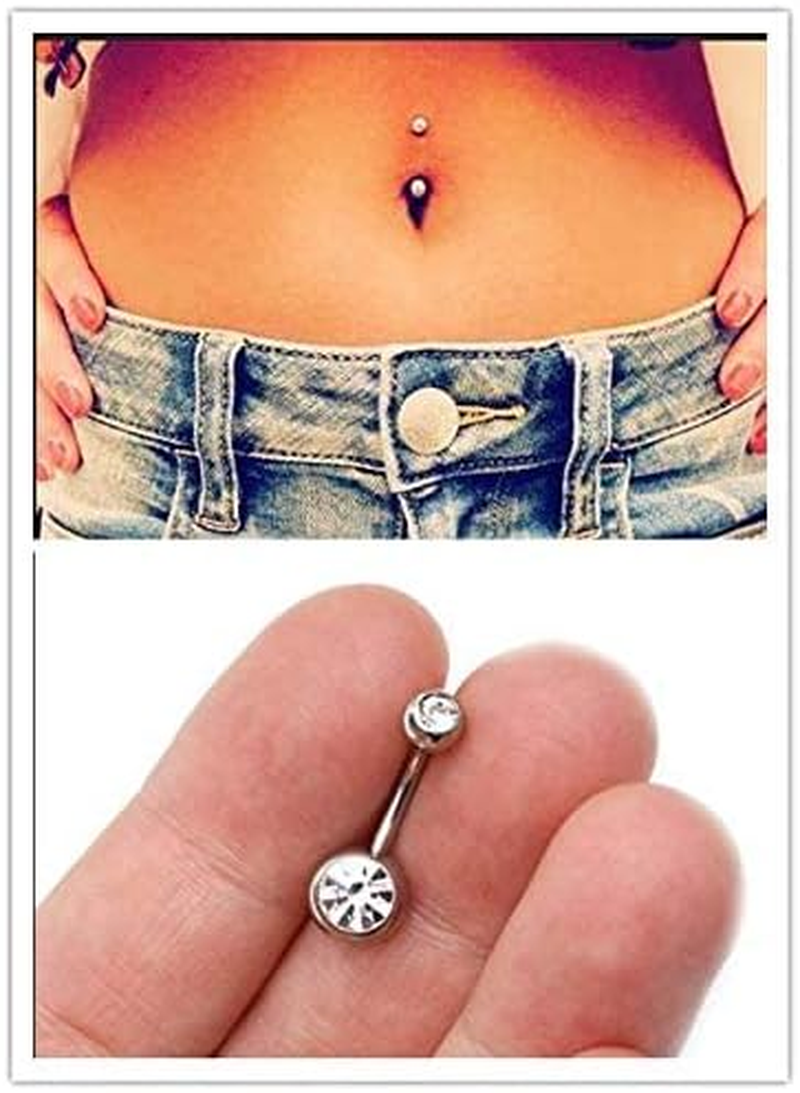 Briana Williams 14G Belly Button Ring Belly Button Piercing Belly Rings Surgical Stainless Steel Belly Navel Rings Body Jewelry for Women Silver Gold image number 3