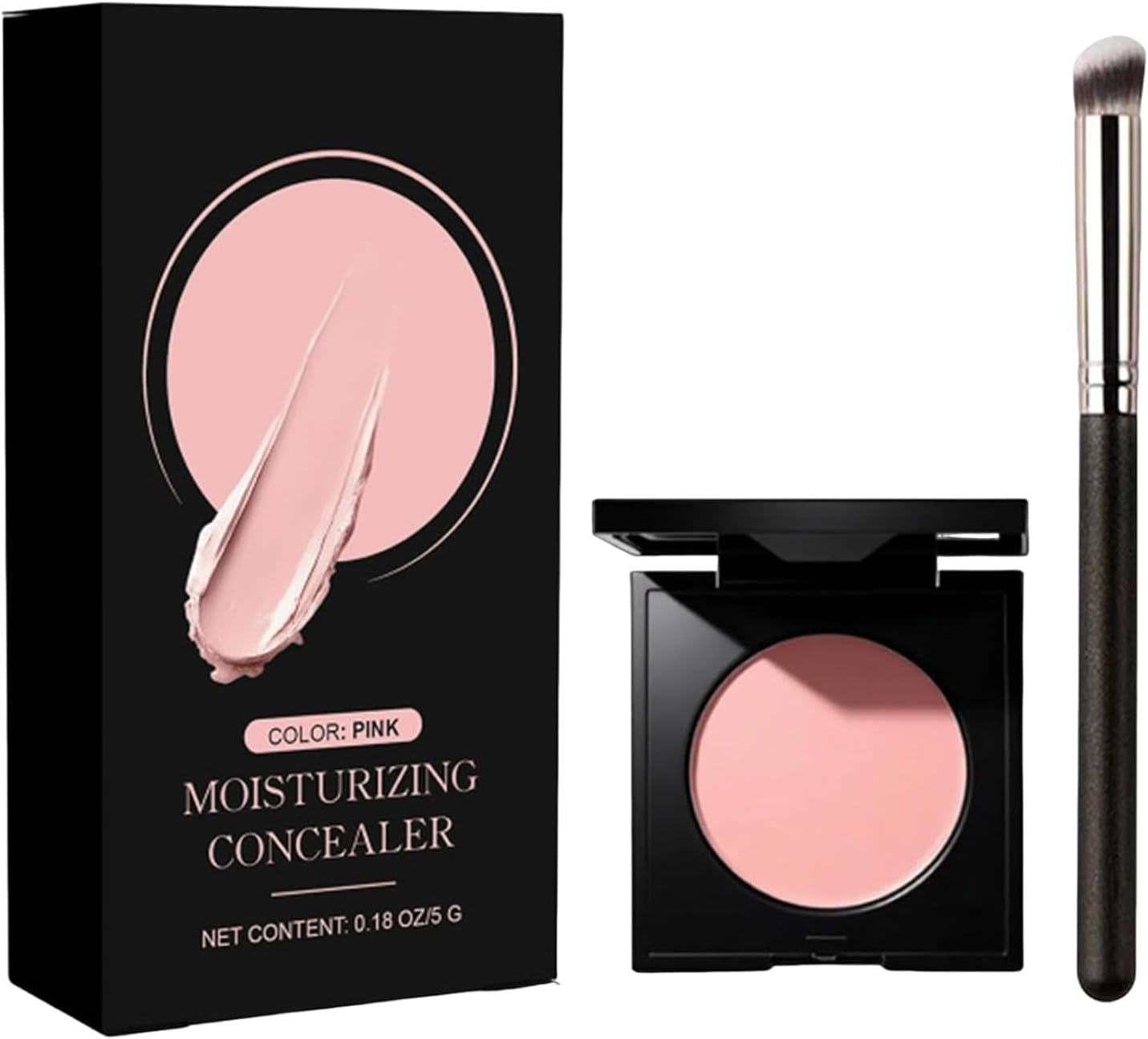 Under Eye Brightener & Corrector, Concealer for Dark Circles, Moisturizing, Waterproof, Long-Lasting Coverage (Pink)