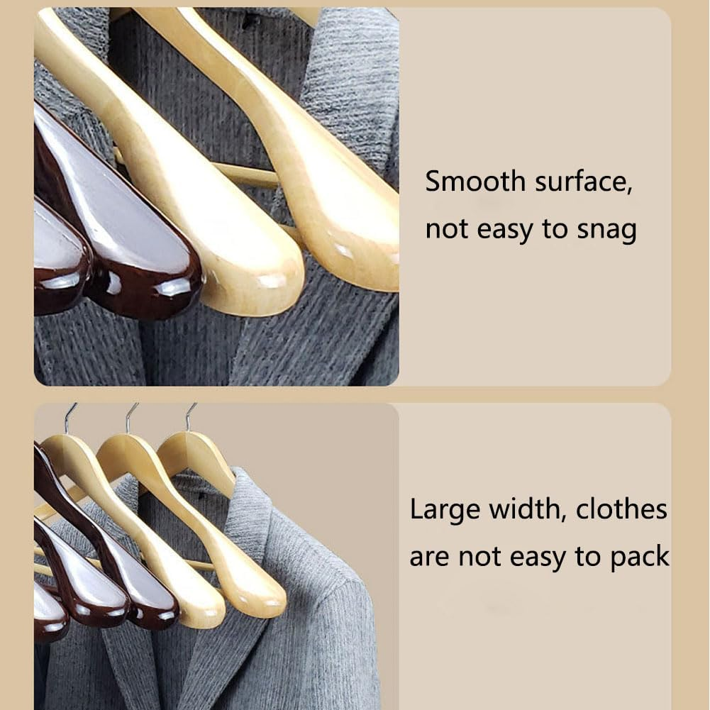 ADTZYLD Luxury Wide Shoulder Wooden Hangers with Extra-Wide Shoulder,6 Pack Wood Coat Hangers for Jacket Outerwear Shirt Hanger 360 Degree Swivel Hooks Anti-Slip Bar with Screw (Natural) image number 5
