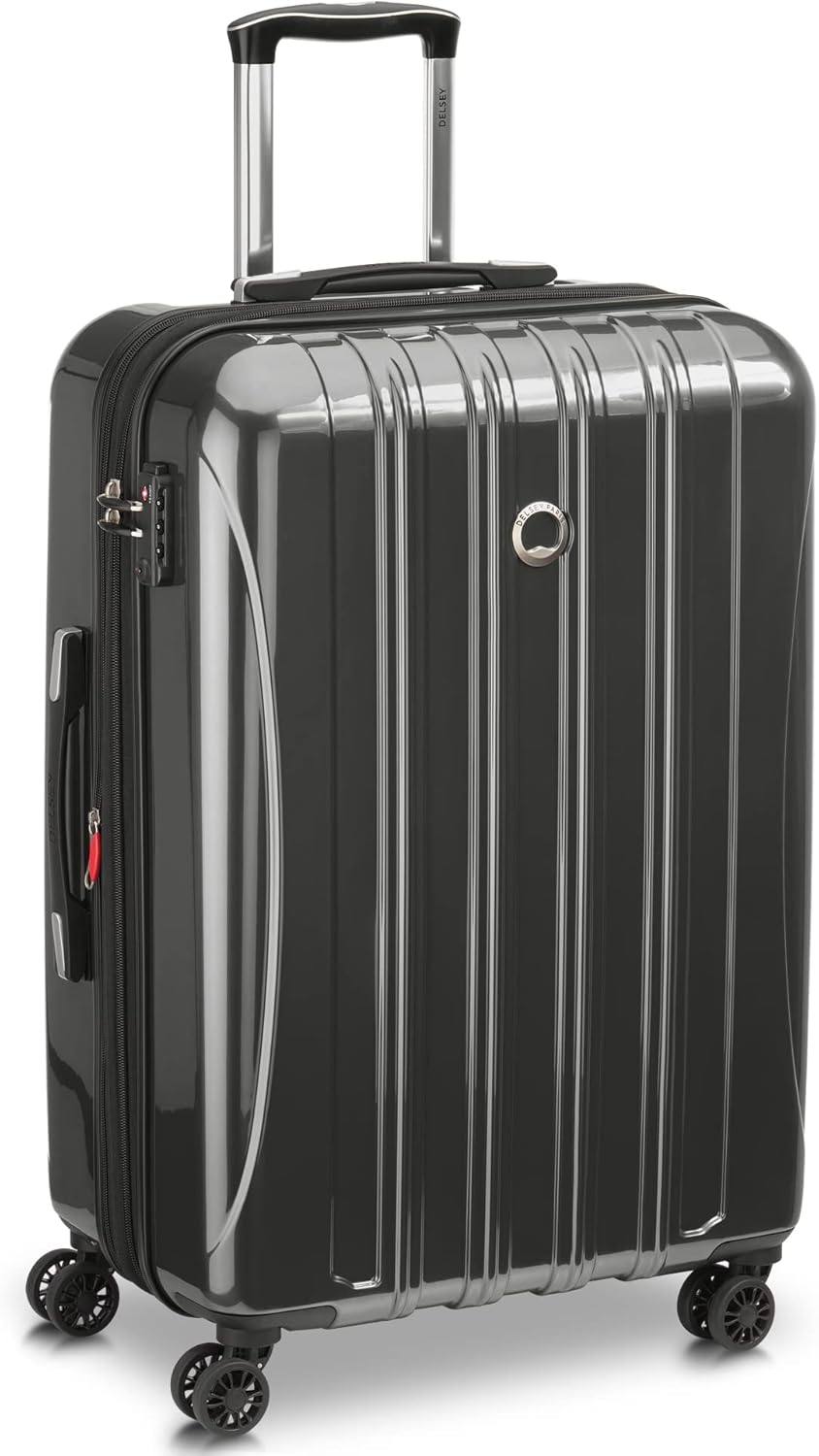 DELSEY Paris Helium Aero Hardside Expandable Luggage with Spinner Wheels, Brushed Charcoal, Checked-Medium 25 Inch, Helium Aero Hardside Expandable Luggage with Spinner Wheels image number 6