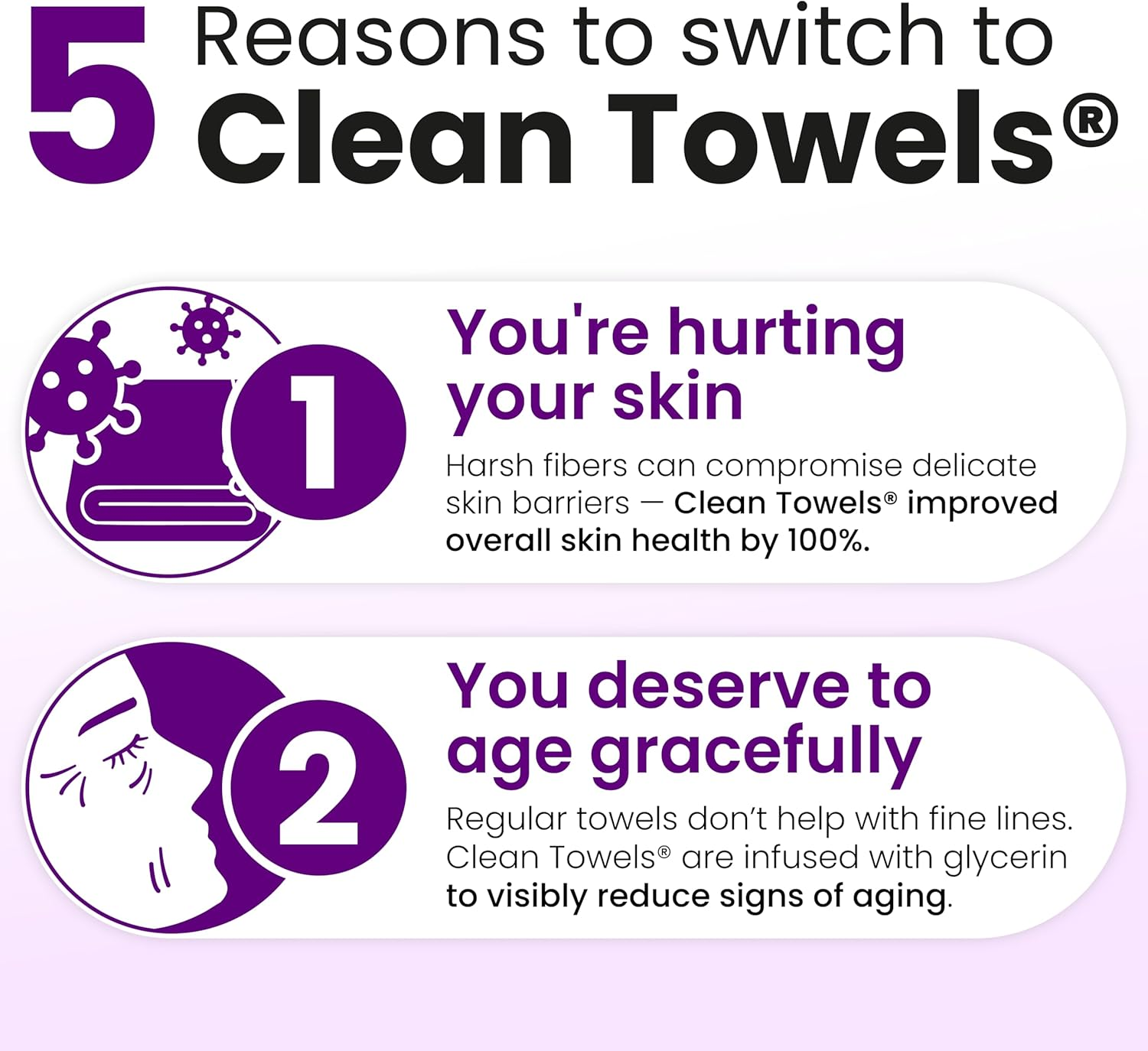 Clean Skin Club Healthy Aging Clean Towels&reg; XL, Smooths Fine Lines Wrinkles & Texture in 6 Weeks, Treated for Extra Softness, Disposable Face Towels, anti Aging Makeup Remover Dry Wipe, 50 Count