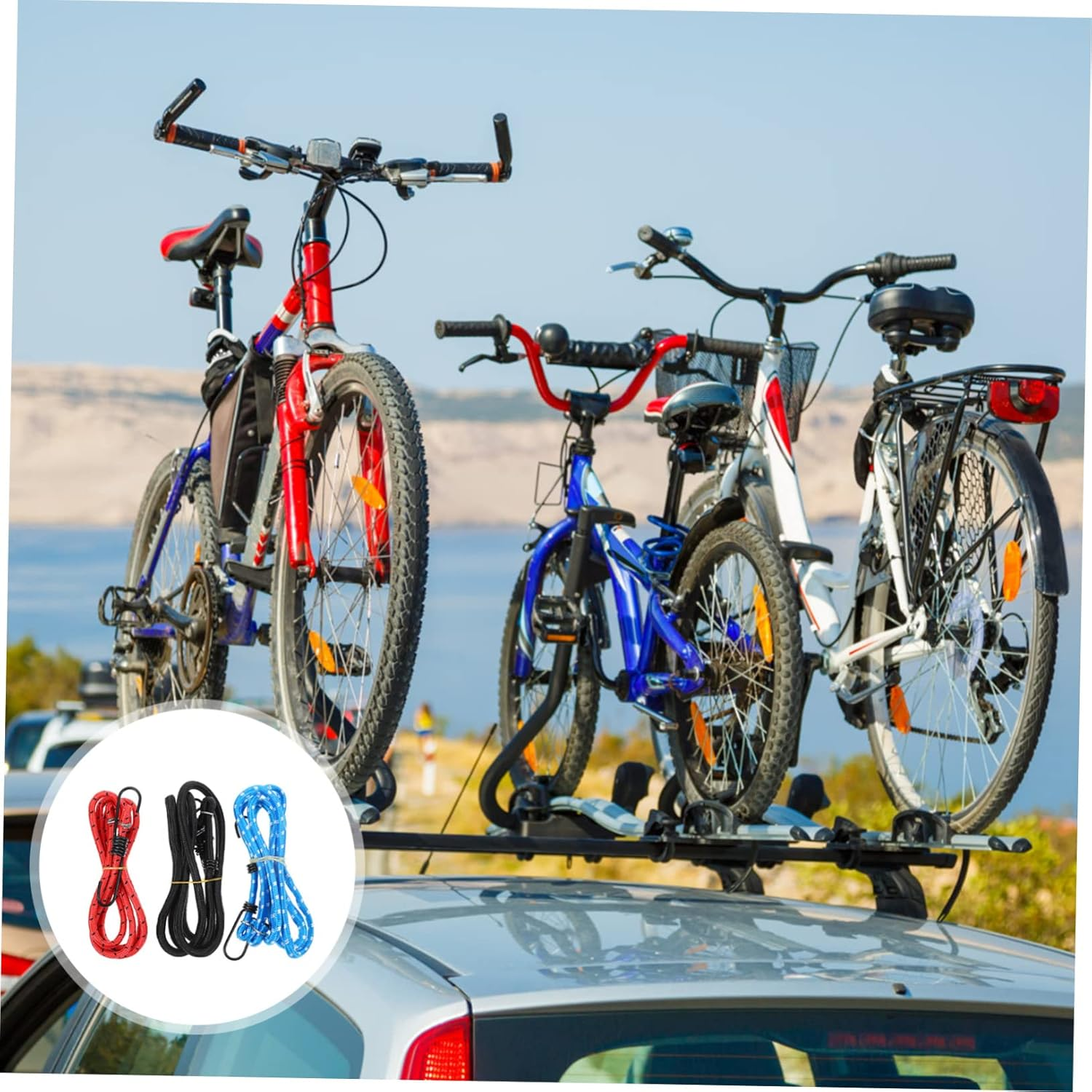 Gogogmee 3Pcs High Strength Luggage Rack Telescopic Rope Retractable Ratchet Straps for Secure Cargo Binding image number 2