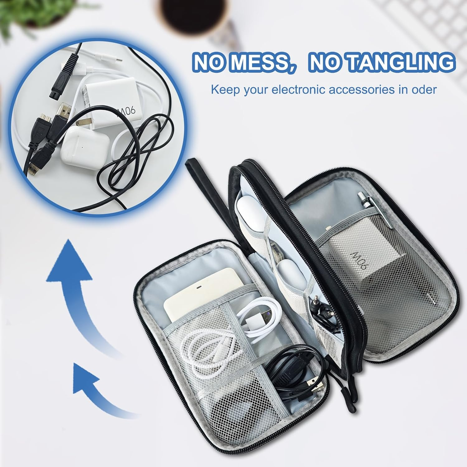 Electronic Organizer Travel Case,Charger Organizer,Cable Organizer Case,Hard Case,Tech Travel Organizer for Cord,Phone,Sd Card,Power Bank,Earphone,21" L X 12.5" W X 6" H image number 6