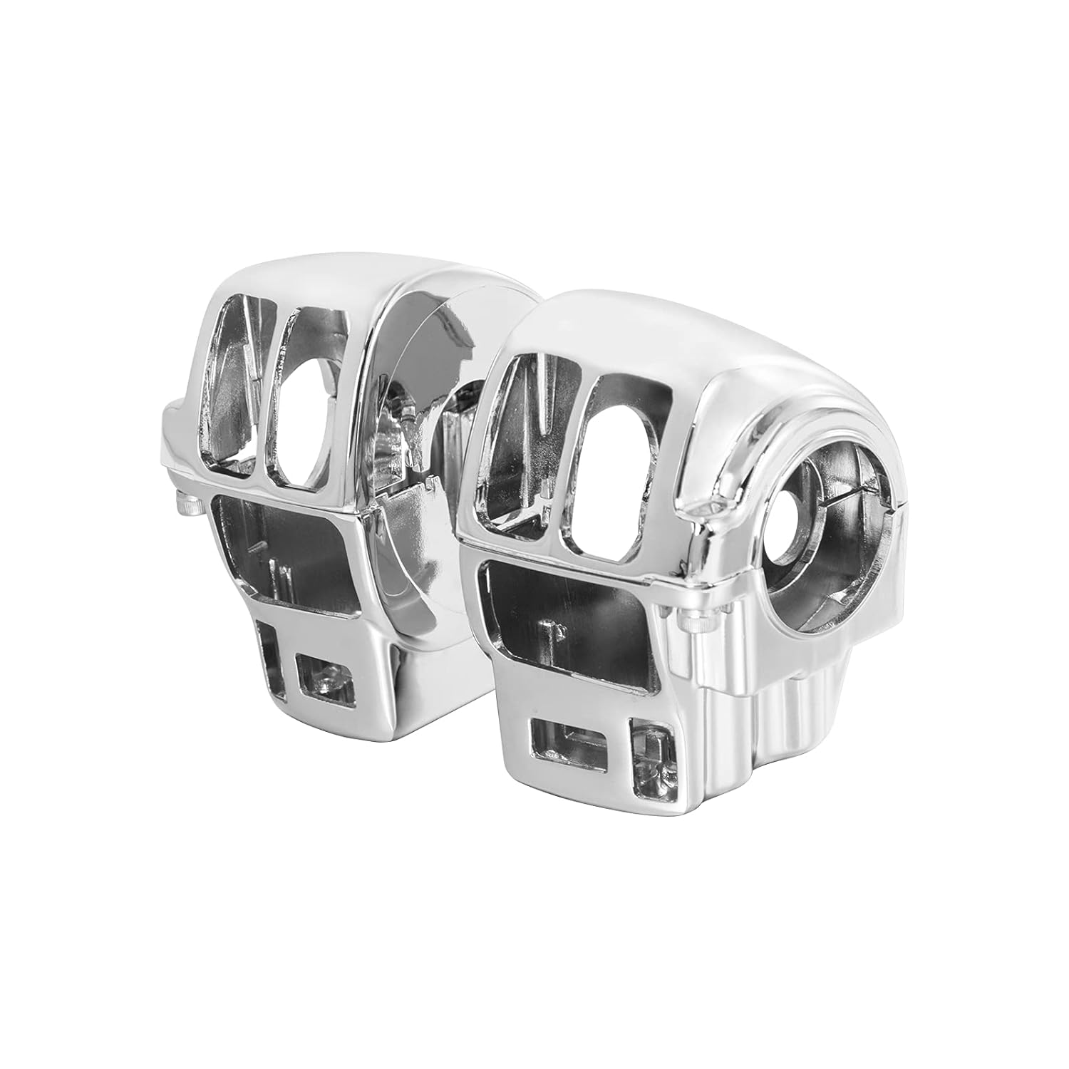 HDBUBALUS Handlebar Switch Housing Cover Case Switch Housing Caps Fit for Harley Touring Road King Tri Electra Glide 1996-2013 Chrome image number 5