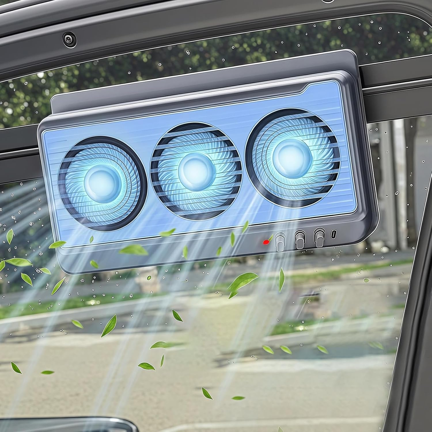 Solar Car Window Fan - Portable Cooling Solar Auto Fan - Quiet Ventilator Device with Air Purification for RV Truck Home Outdoor Camping Travel Activities image number 3