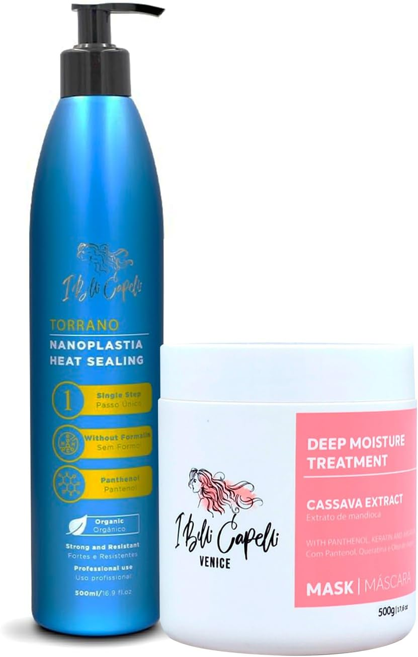 I Belli Capelli Torrano Keratin Kit, Keratin Hair Treatment Straightening in 1 Step (500Ml) + Argan Oil Mask (500G)-Nanoplastia Keratina Para Alisar El Pelo Sin Formol- Progressiva (2 Pack) image number 5