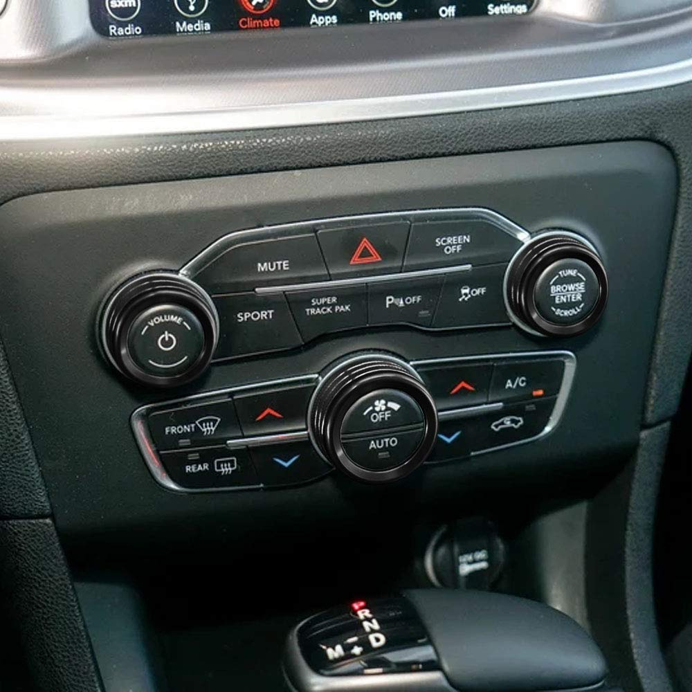 AC Air Conditioner Volume Tune Knob Button Cover for Dodge Ram 1500 2500 3500 2013-2018 for Dodge Challenger Charger Durango Journey Chrysler 200 300 300S Jeep Cherokee Grand Cherokee (Black)