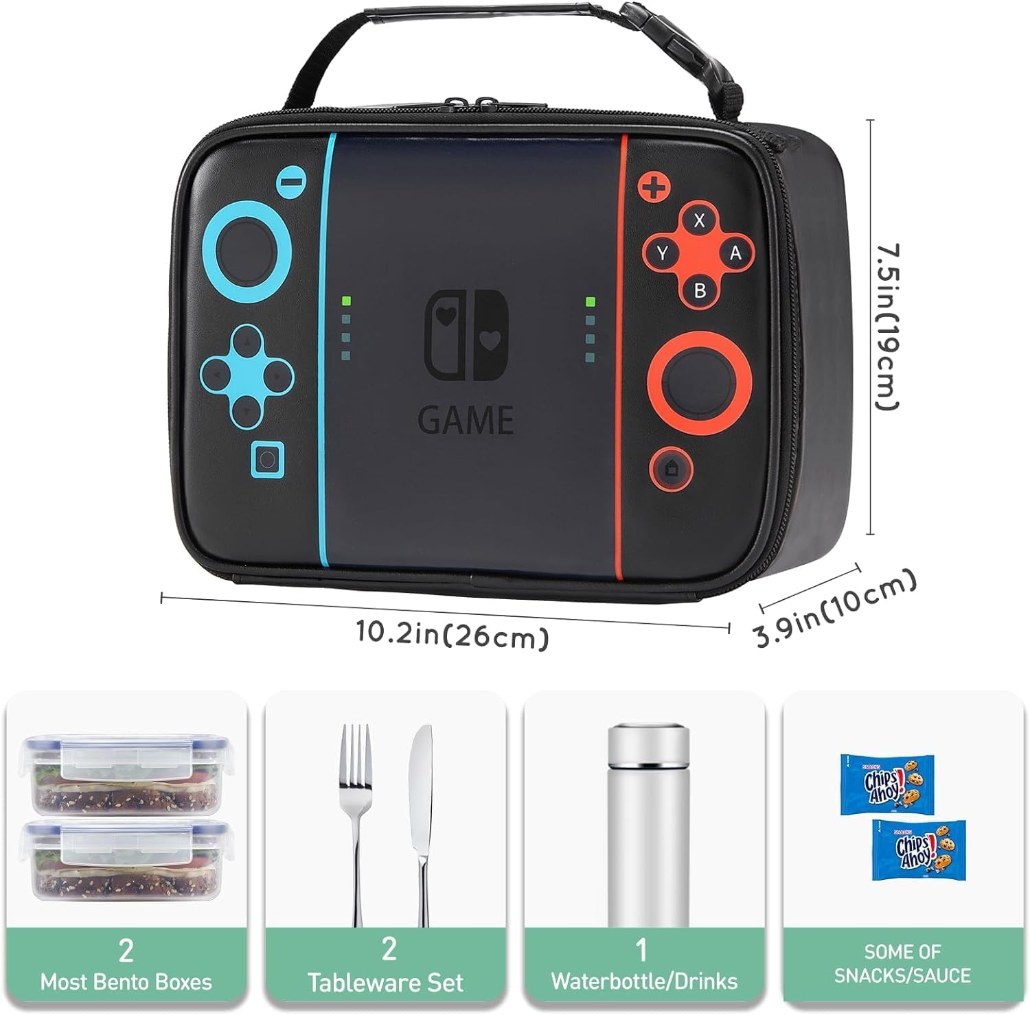 Kids Lunch Box,Boy Insulated Lunch Bag Game Lunch Box Leather Waterproof Thermal Cooler Bag School Daycare Lunch Boxes for Boys Girls Kids Toddlers Teen image number 1