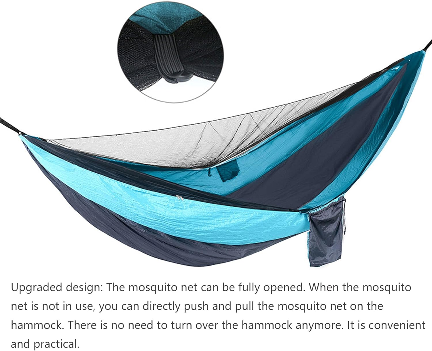 Hammock Swing, Ultra - Light & Portable Automatic Quick - Opening Mosquito Net Hammock Tent, Outdoor Double - Person Lay Flat Hammock Tree Tent,Parachute Cloth Travel Camping Hammocks, Sky Blue image number 1