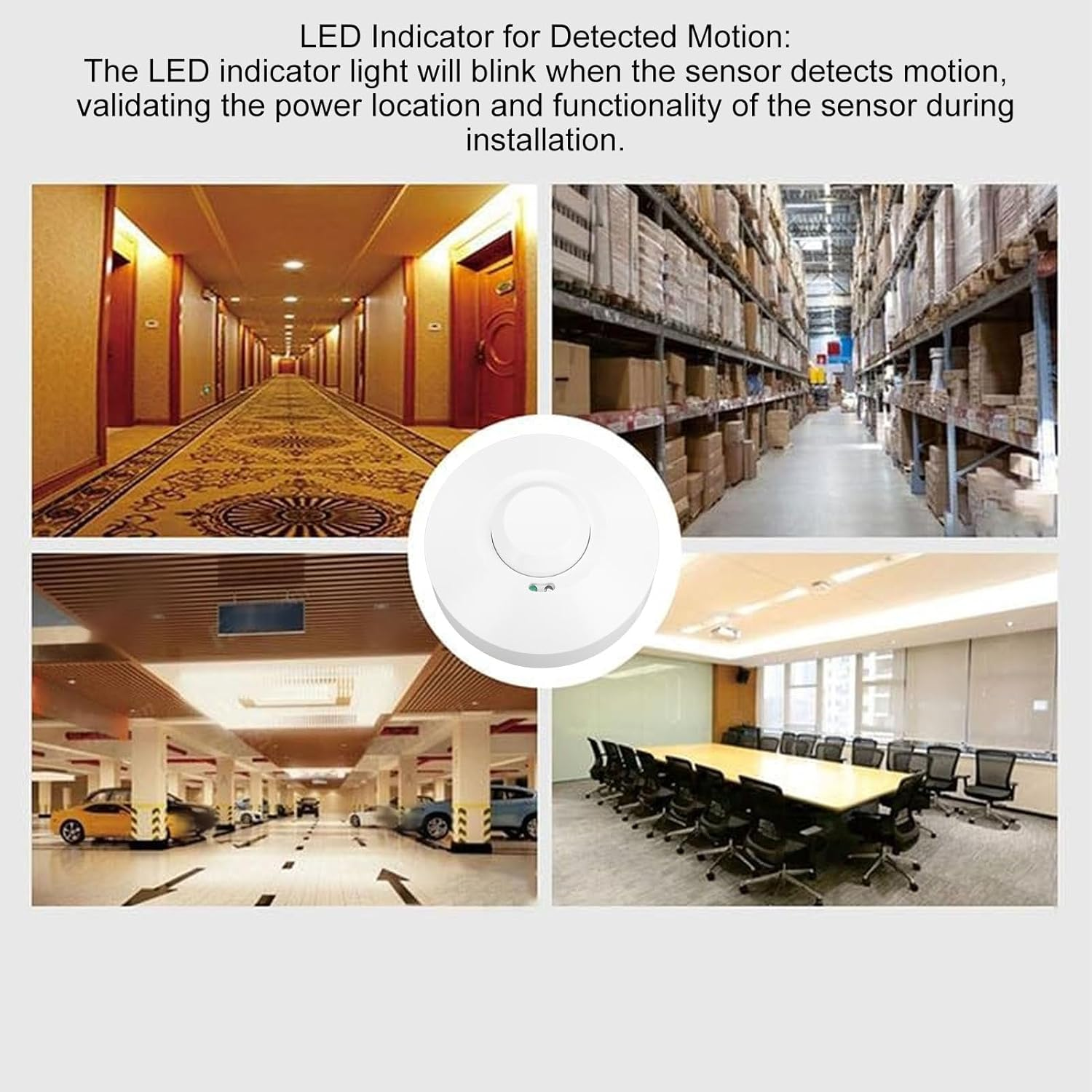 360 Degree Microwave Ceiling Motion Sensor, 5.8Ghz Doppler Radar Ceiling Sensor for Indoor Lighting, 530Sq Ft Coverage, Adjustable Delay (8-12Min) image number 1