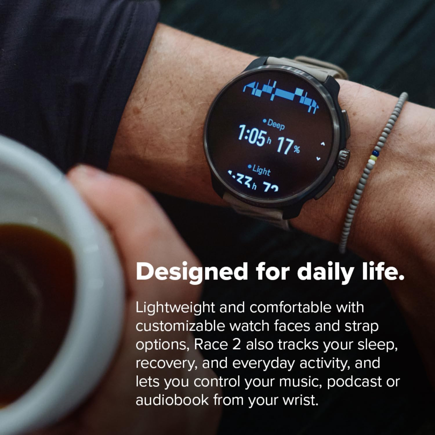 SUUNTO Race 2 GPS Sport Watch, 49Mm 1.5' AMOLED Touchscreen, Sleeker and Lighter Design, 16-Day Battery Life, Offline Maps, Accurate Navigation, 115+ Sport Modes, Wave Blue - All Black image number 5