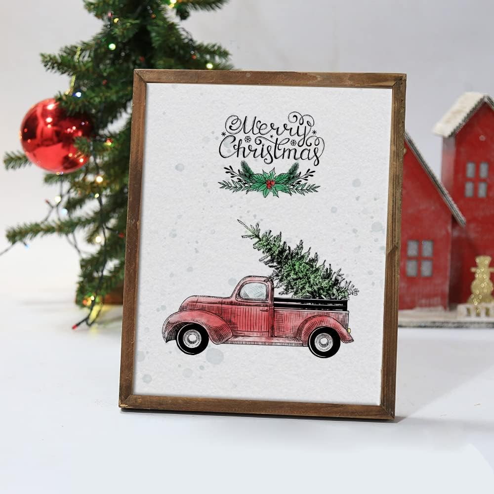 Christmas Gift Truck Clear Stamps for Card Making Decoration and Scrapbooking Supplies, Xmas Theme Blessing Words Transparent Rubber Stamps with Sentiment for Paper Card Photo Album Crafting Supplies image number 4