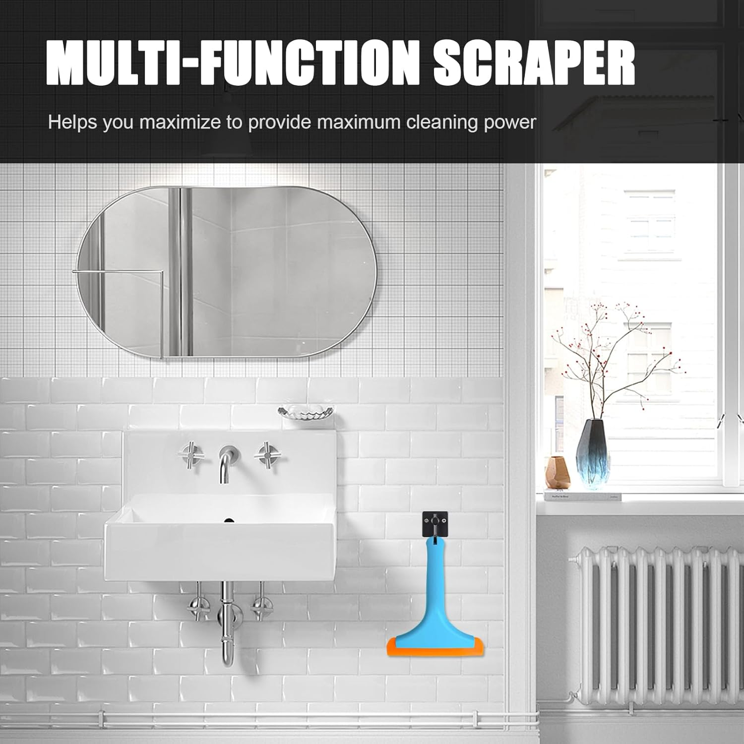 Ziciner Small Silicone Window Squeegee, Car Windshield Water Blade Squeegee, Multifunctional Auto Squeegee with 5.9 Inch Blade and Non-Slip Handle for Car Window, Mirror, Home Cleaning (Blue)