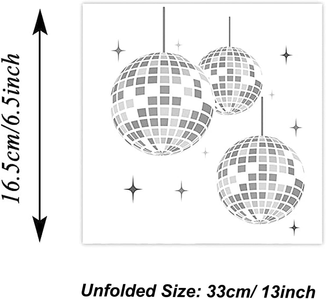 JDFHFGB 20 Pcs Disco Napkins,Disco Ball Napkins for 70S 80S Themed Party Supplies,Disposable Silver Napkins for Bachelorette Birthday Dance Party Decorations