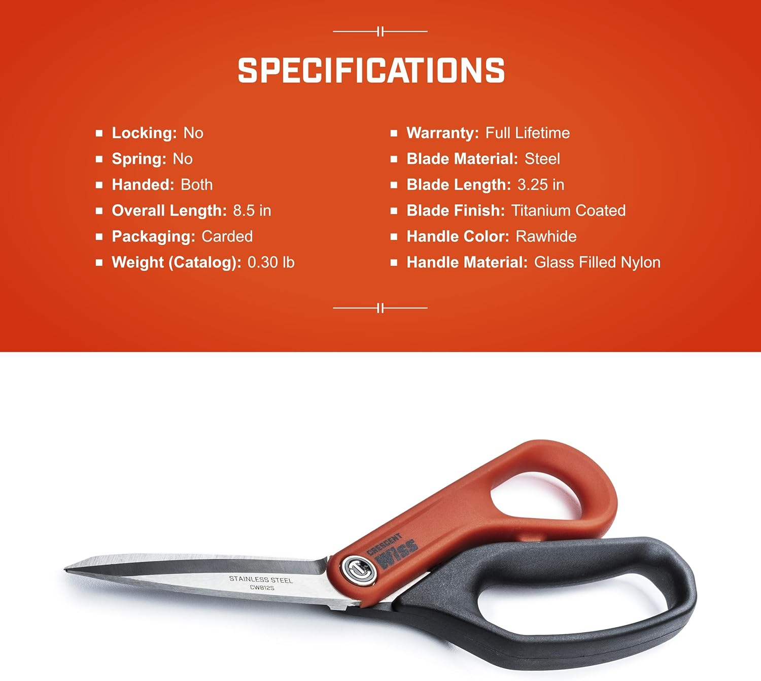Crescent Stainless Steel All Purpose Tradesman Shears, 8-1/2-Inch Length image number 3