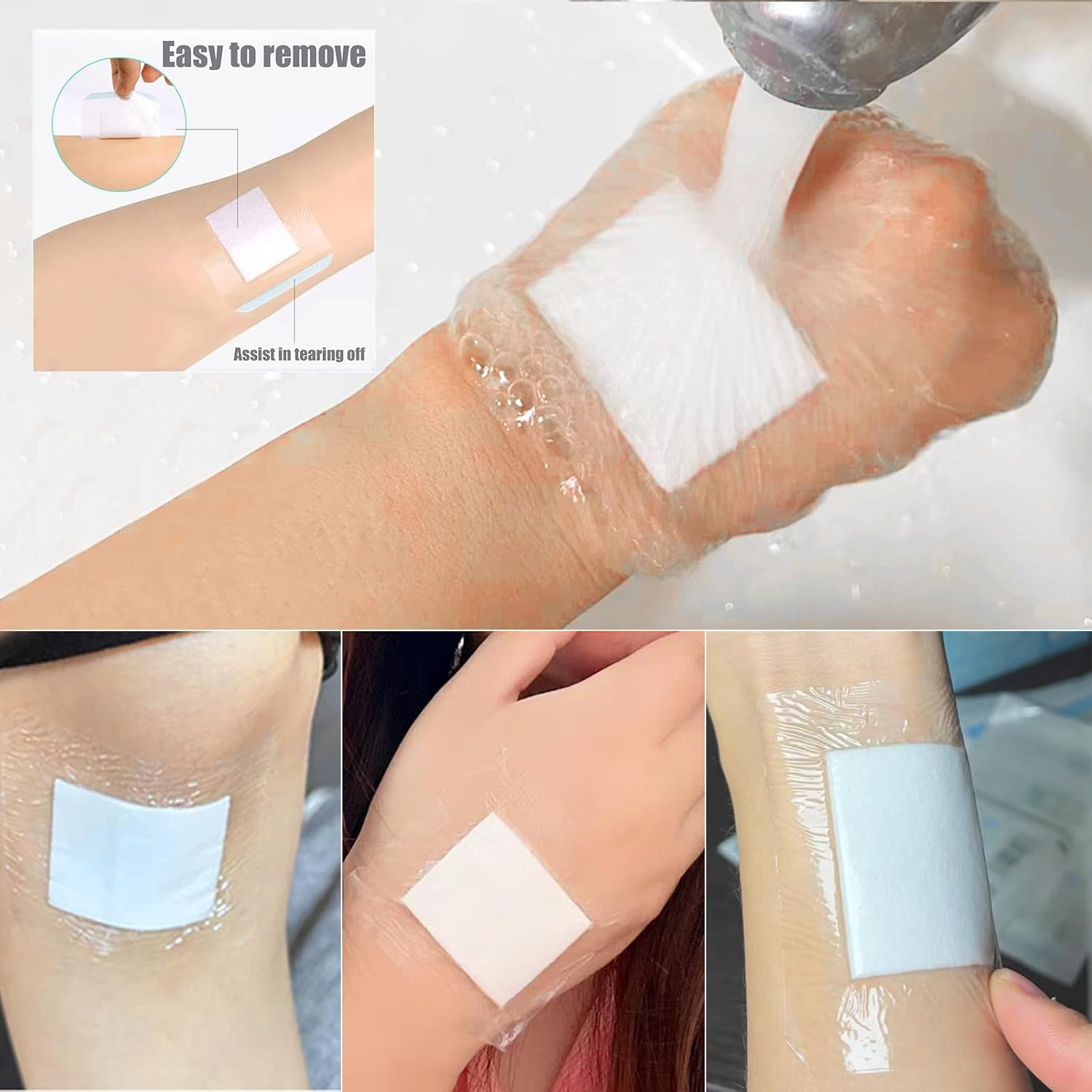 Section Adhesive Island Dressings Pads,Wound Cover Barrier Absorbent Patche,Waterproof Transparent Film Bandage-10Pcs-6 * 7CM image number 3