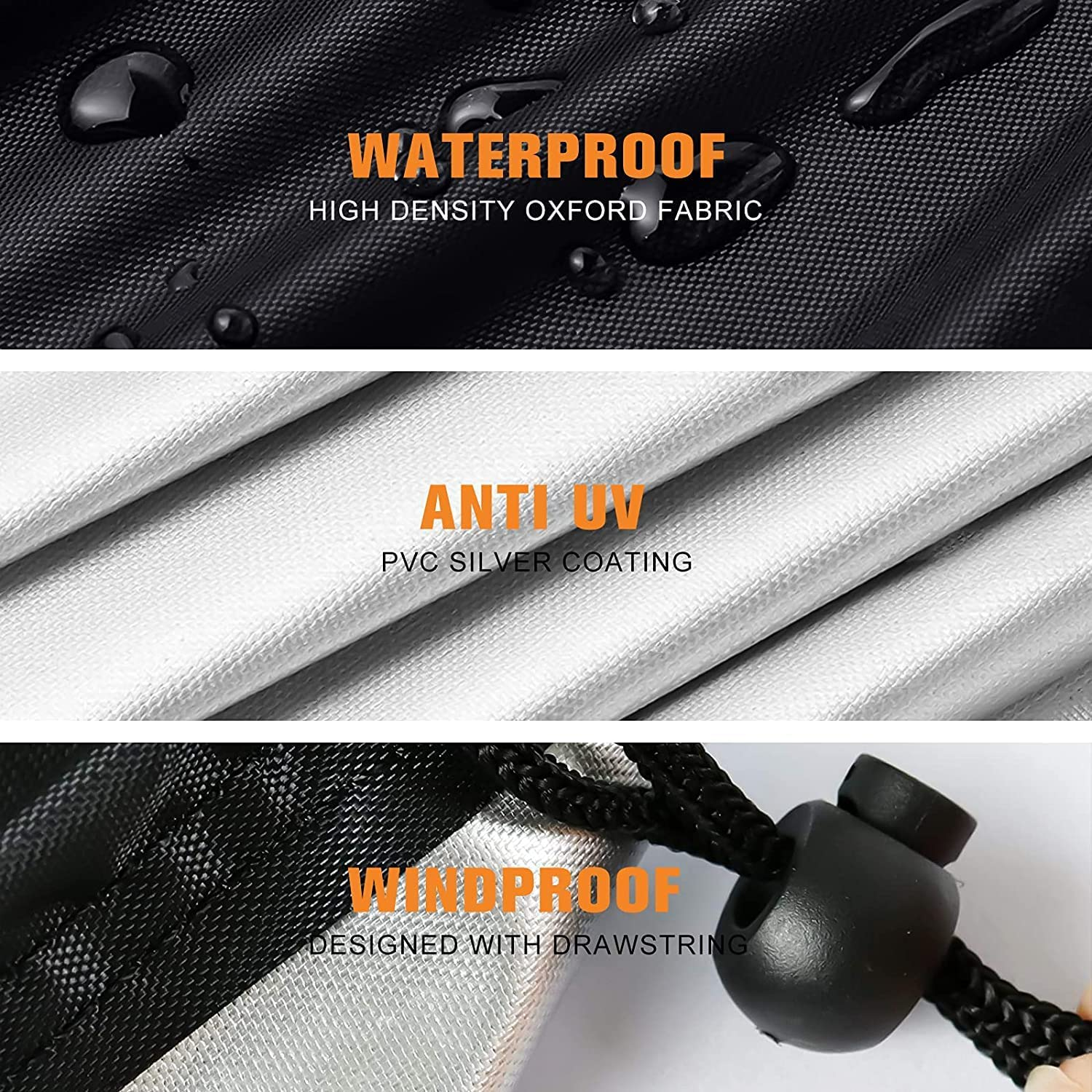 Mofish Garden Furniture Covers - Upgrade Patio Furniture Set Cover Waterproof,210D Heavy Duty Oxford Fabric Rattan Furniture Cover Windproof Anti-Uv for Outdoor Couch Table Chair Sofa (200X160X70Cm) image number 6