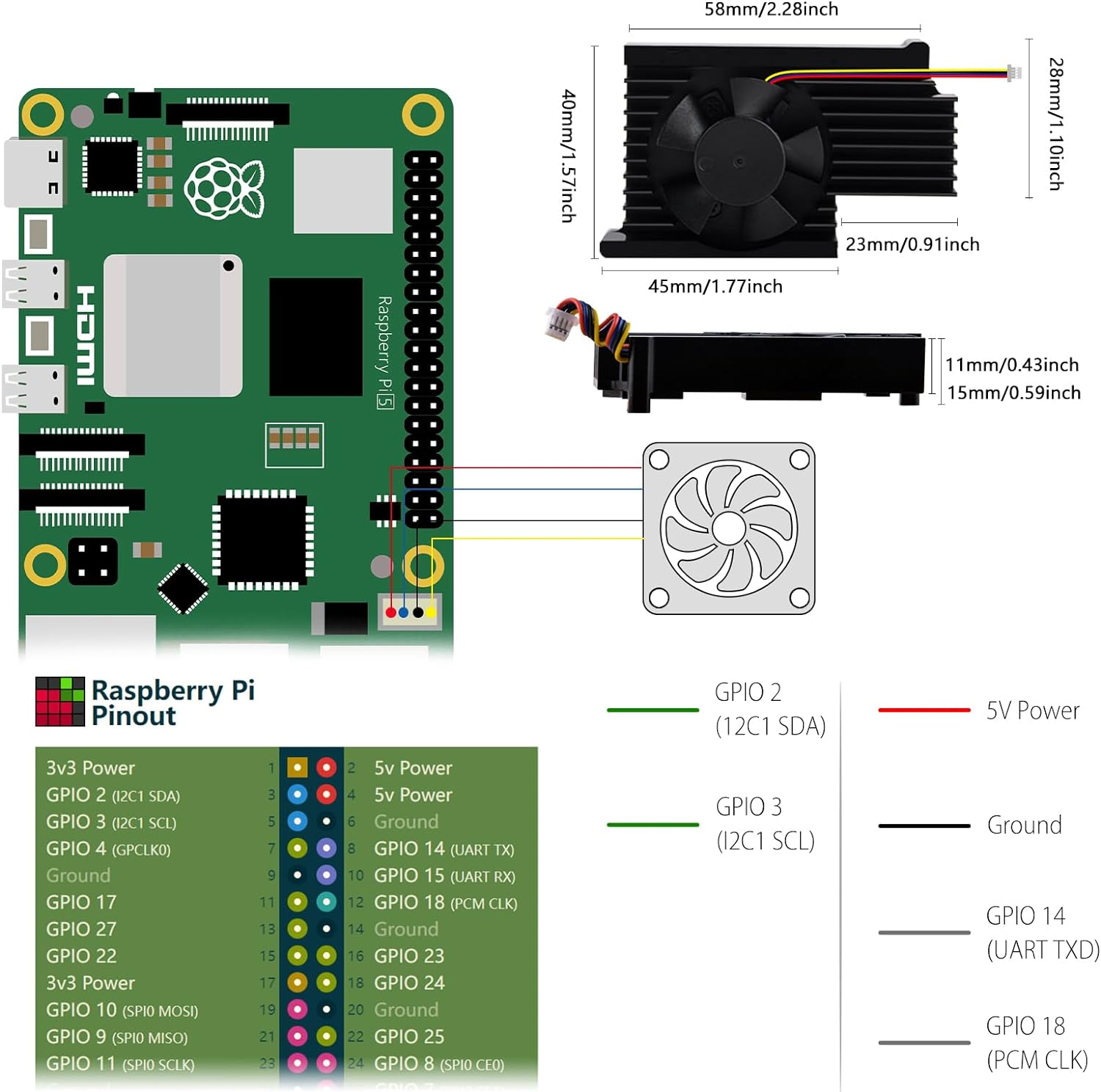 Geeekpi Starter Kit for Raspberry Pi 5 8GB, with Raspberry Pi 5 & Active Cooler, Case 64GB Card, Card Reader,Hdmi Cables and 27W USB C Power Supply image number 1