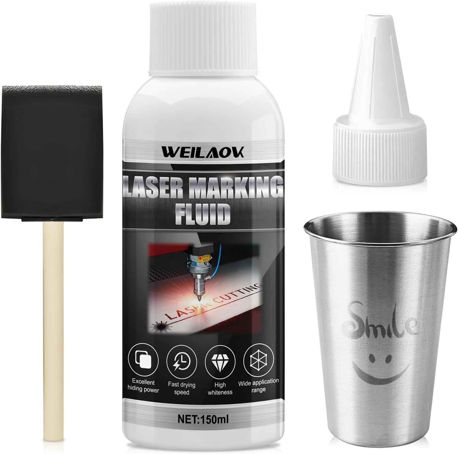 WEILAOK Laser Marking Liquid, Laser Marking Spray for Metal Marking, Quick Drying Speed, Laser Marking Powder for Laser Engraving, Metal, Jewellery, Glass, Aluminium, Stainless Steel image number 6