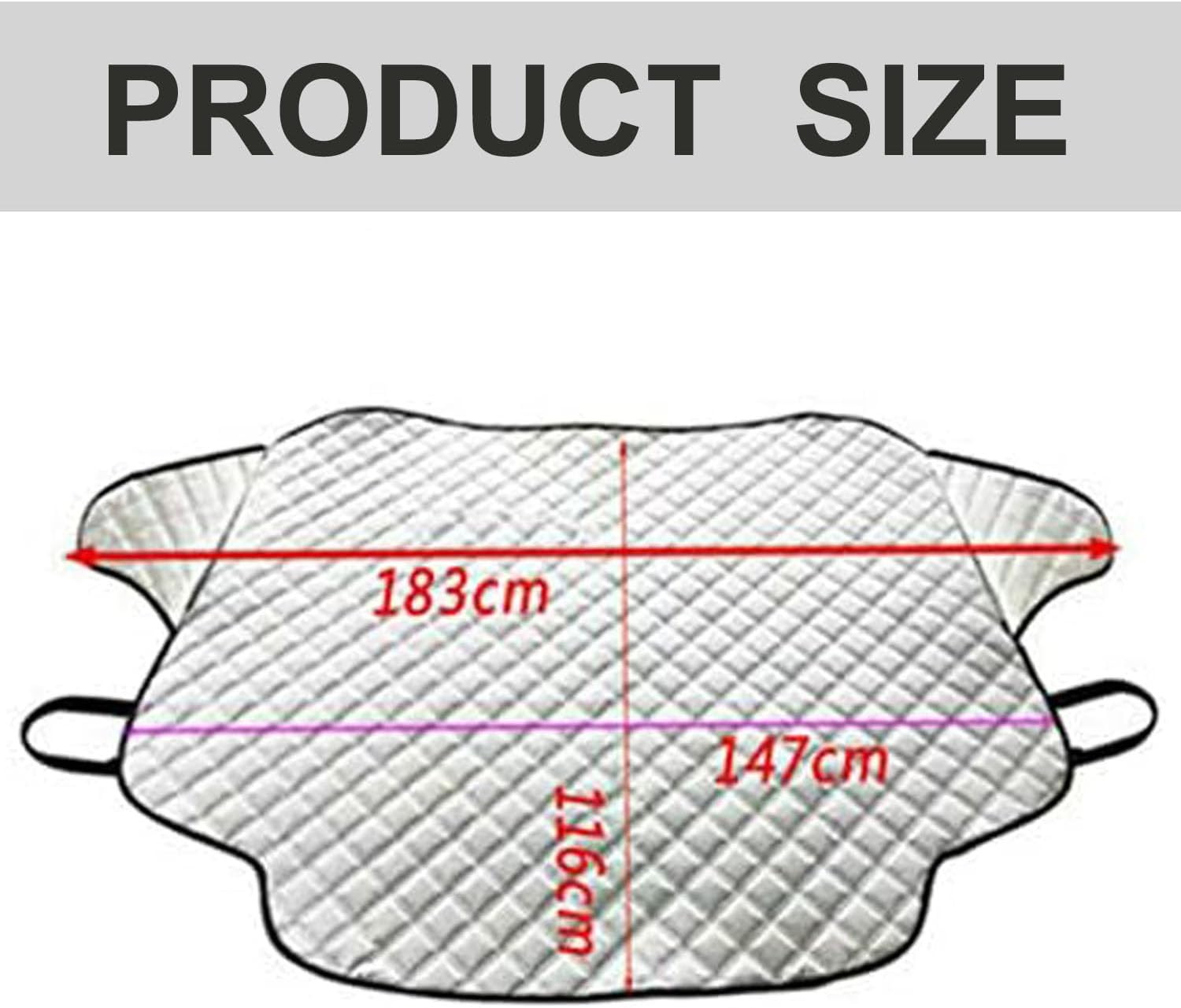 Windshield Snow Cover, Car Windshield Snow Ice Cover, 4 Layers Thick Windshield Protector from Sun, Fit for Standard Cars (72'' X 45.6 Inch) image number 3
