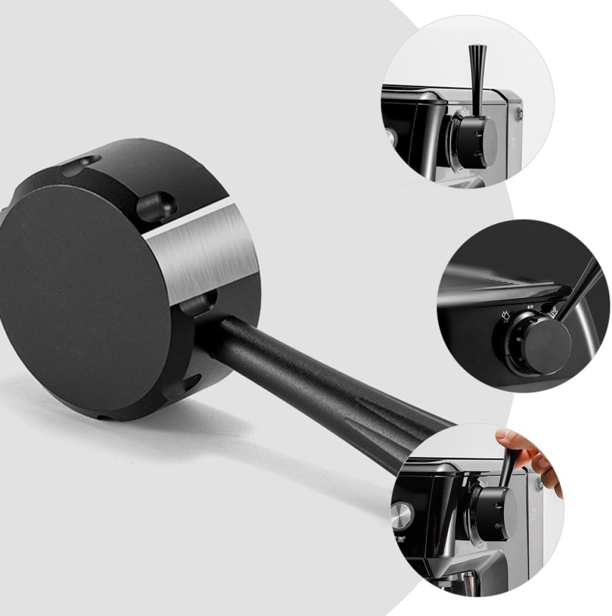 Hohopeti Universal Black Aluminium Alloy Steam Lever Replacement for Coffee Machine, Compatible with Breville 878/870, Metal Milk Foam Handle for Espresso and Cappuccino Machines, image number 2