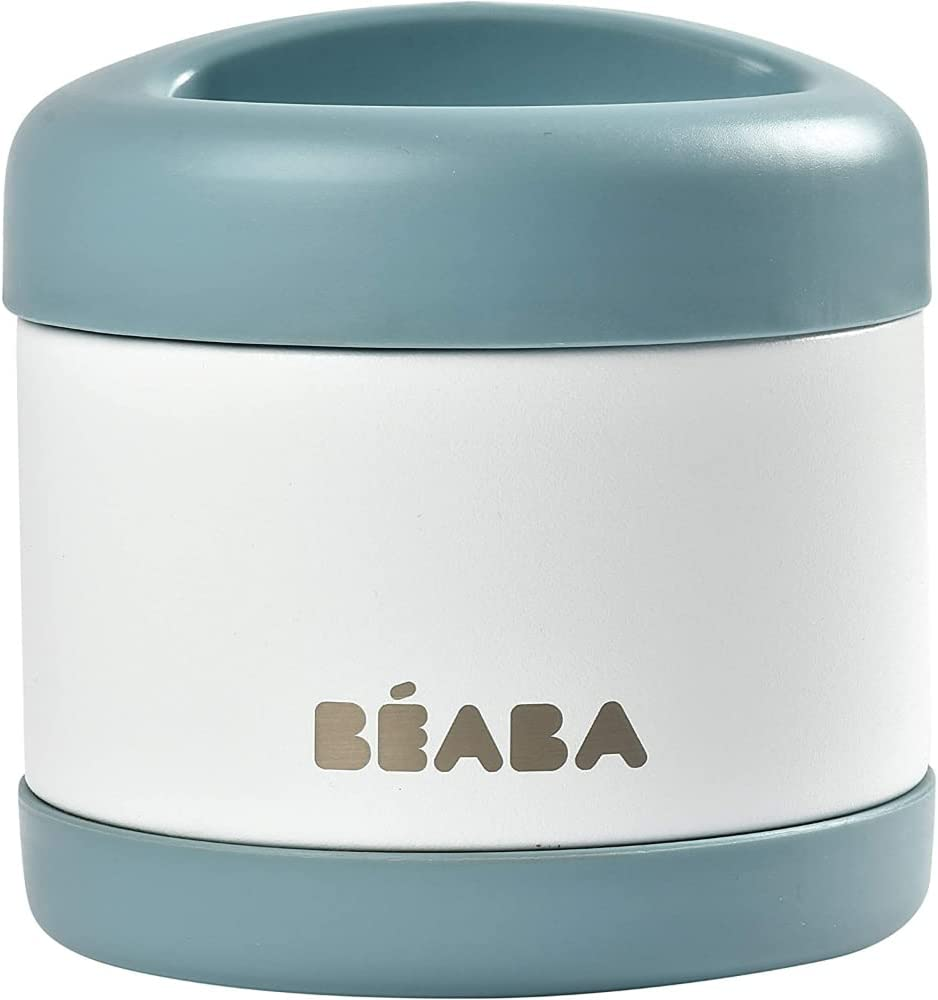 BEABA 500Ml Insulated Food Flask for Hot & Cold Meals - 100% Airtight Stainless Steel Thermo Food Jar for Baby, Kids & Travel, Thermal Double-Layer Hot Food Container (Light Pink/Night Blue)