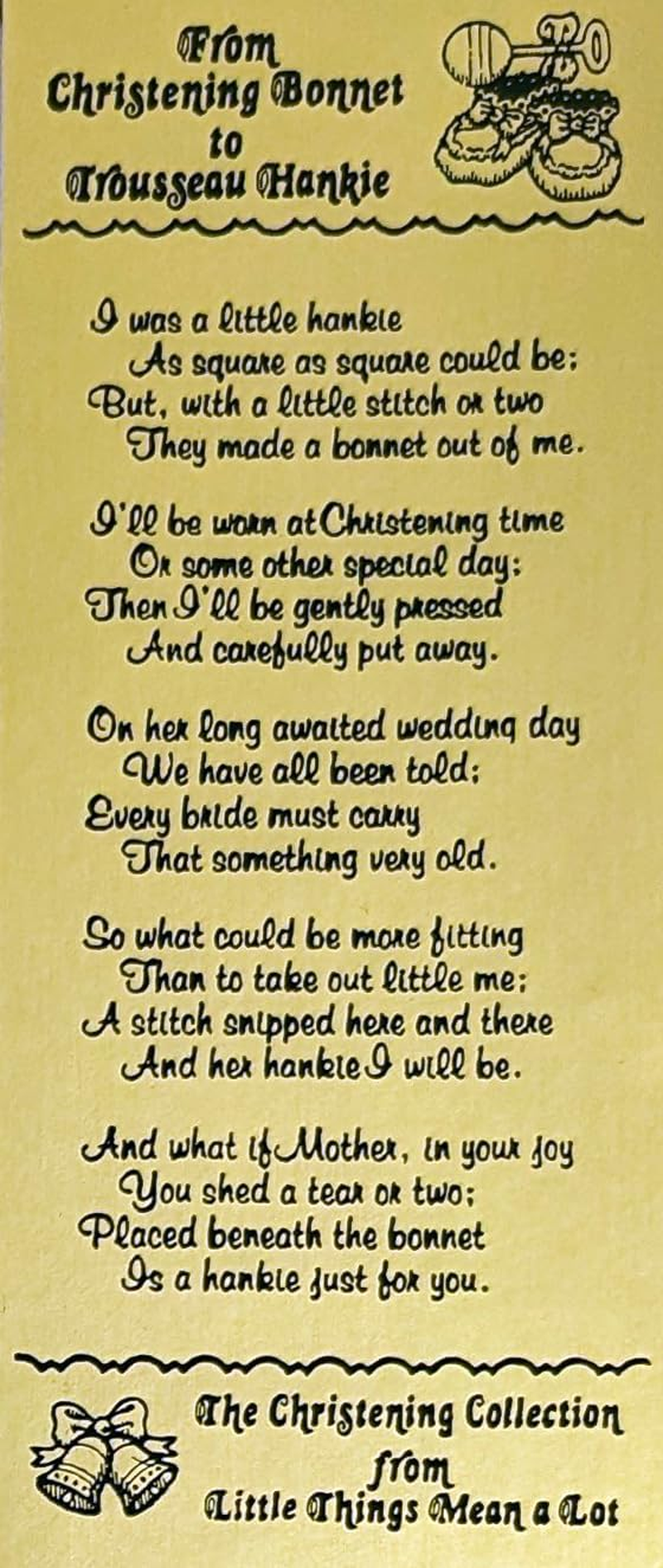 Christening Bonnet to Trousseau Hankie - Narrow Lace