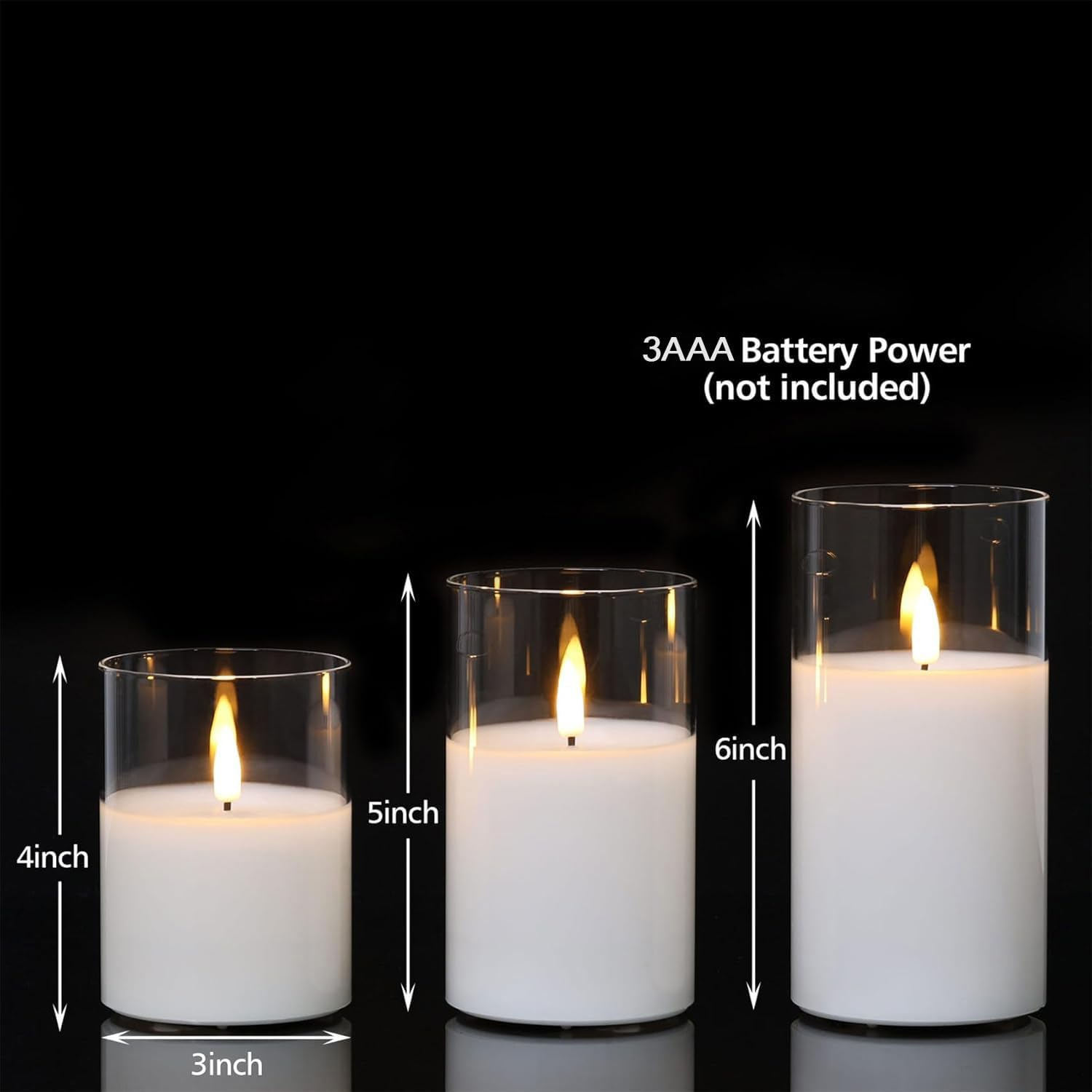 Flameless Candle Battery Operated, Flameless Candle with Remote Timer, LED Flameless Flickering 3D Wick Pillar Candle for Holiday Weddings, Christmas Home Party Decorations (White, Pack of 3) image number 3