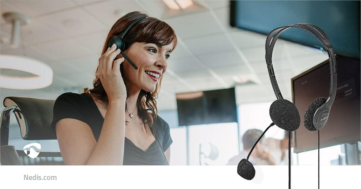 Nedis PC Headset On-Ear with Microphone & 2X3.5 Mm Input, Black image number 3