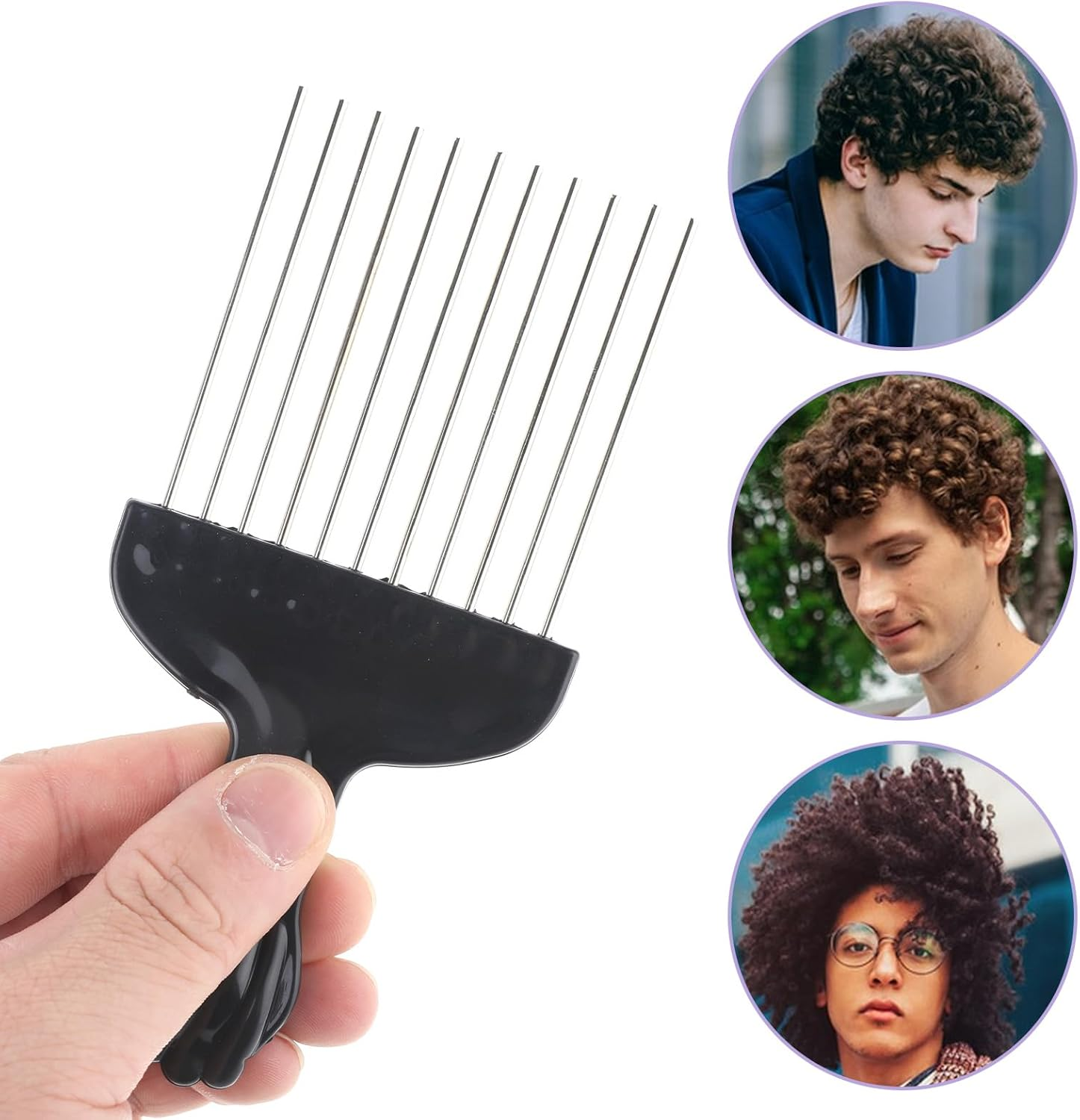 Hair Picks for Curly Hair, 1 Pcs Metal Hair Pick for Black Men Afro Pick Comb Detangling Wig Braid Hair Styling Tool for Women and Men