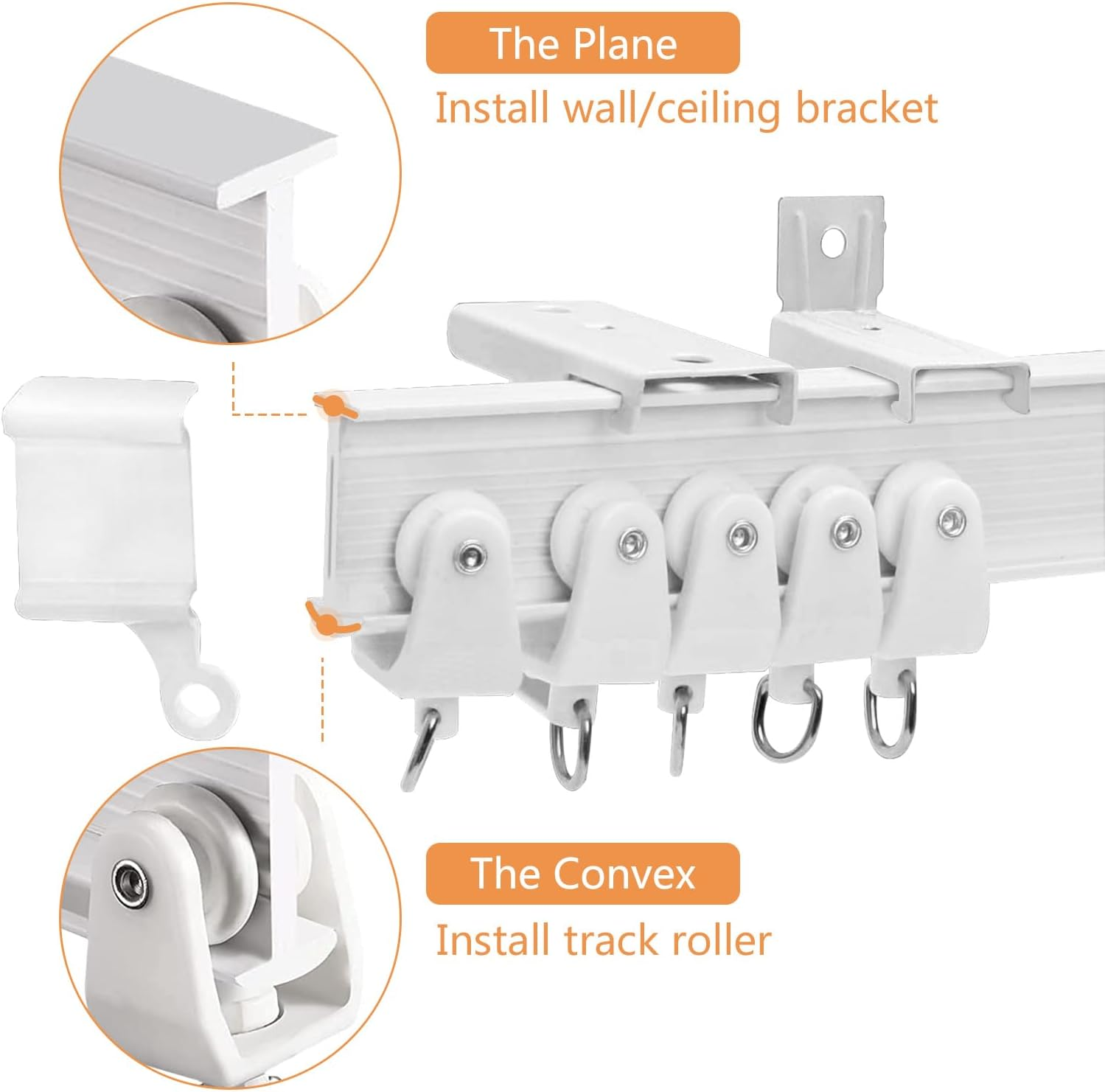 TOKPLNU Ceiling Curtain Track, Flexible Bendable Ceiling Curtain Track Curved Curtain Track 12Ft Ceiling Track for Curtains Room Divider Curtain Rail Track Ceiling Wall Mount for RV Curtain Bay Window image number 2