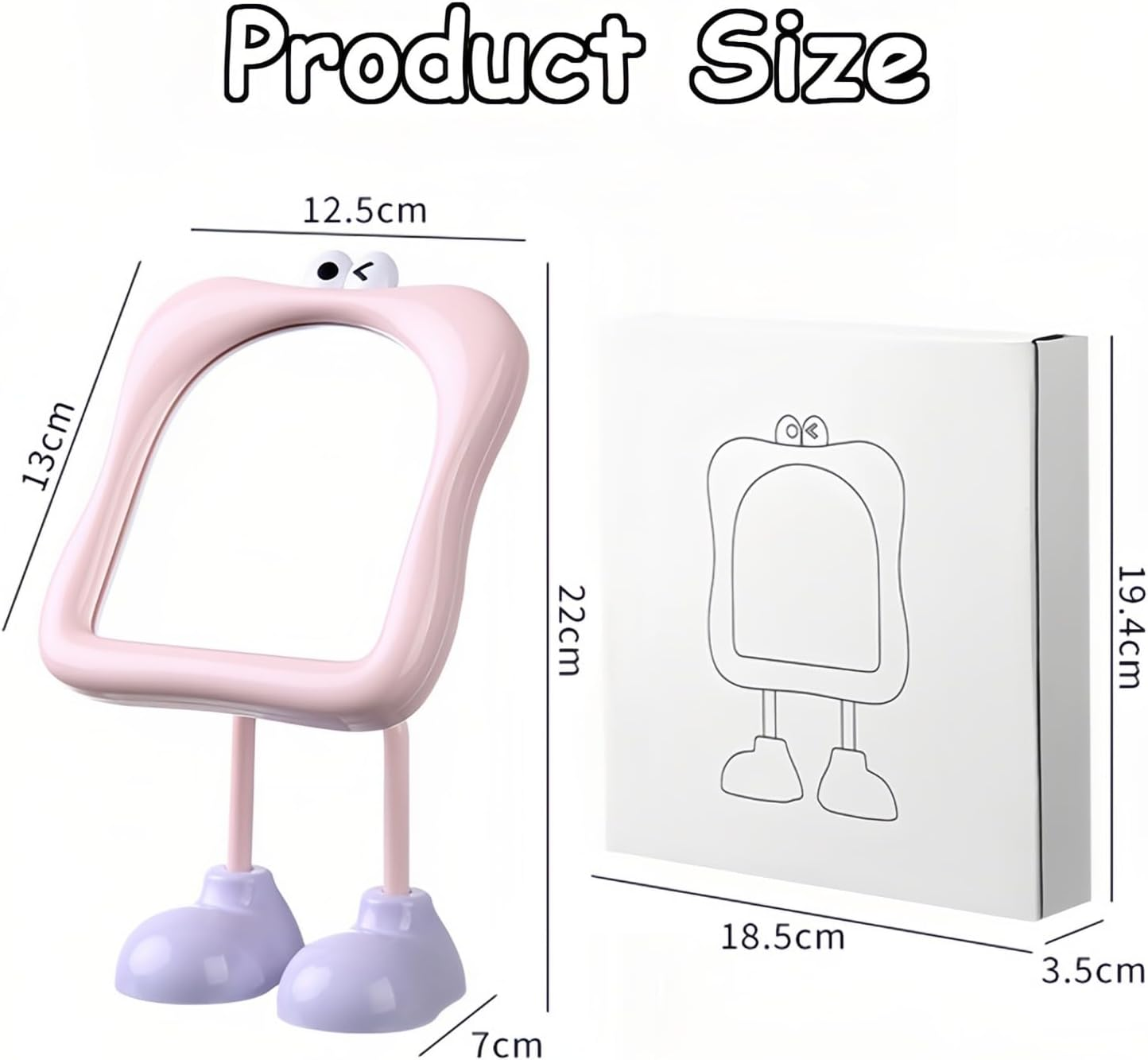 Taoluwin Makeup Mirror, Cute Adjustable Tabletop Vanity Mirror with HD Glass, Sturdy Base, Portable Mirror for Bedroom, Dorm & Travel (Pink) - Beige image number 4